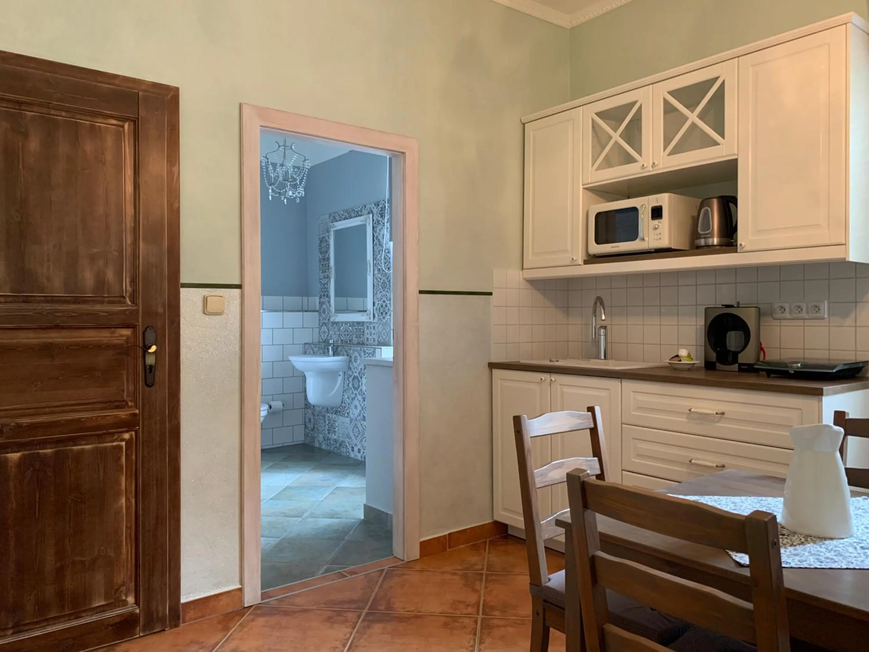 Kitchen or kitchenette in Pension Amadeus & Apartments