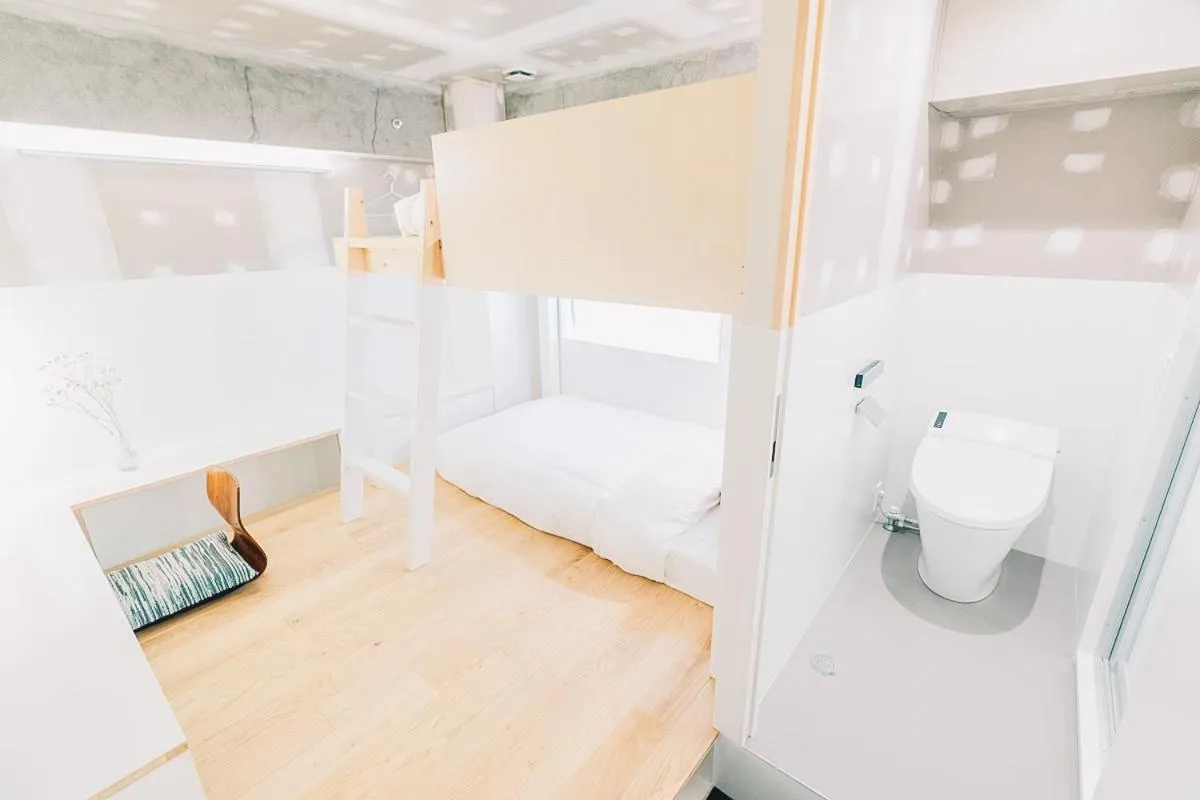 Bathroom, Bed in Of Hotel