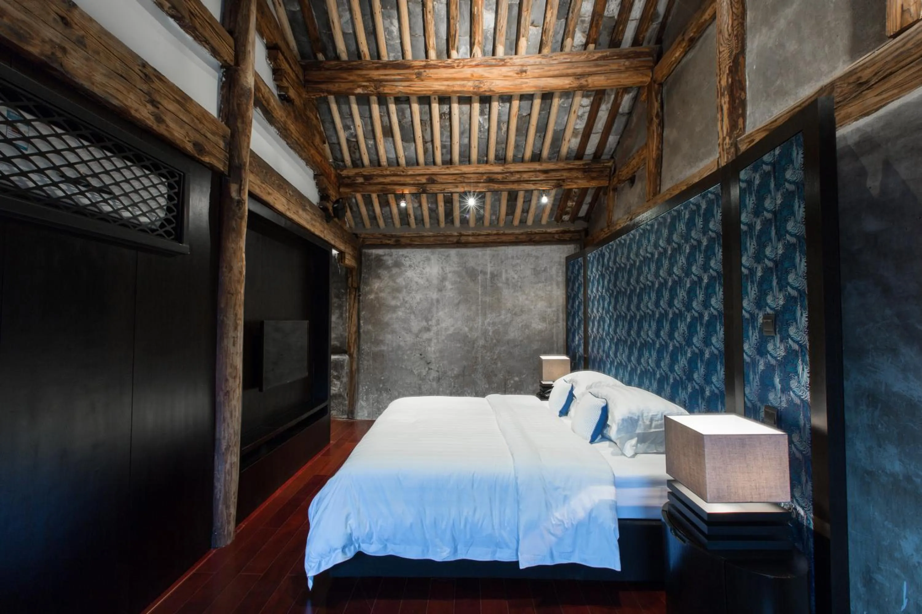 Decorative detail, Bed in Dali Sky Valley Heritage Boutique Hotel