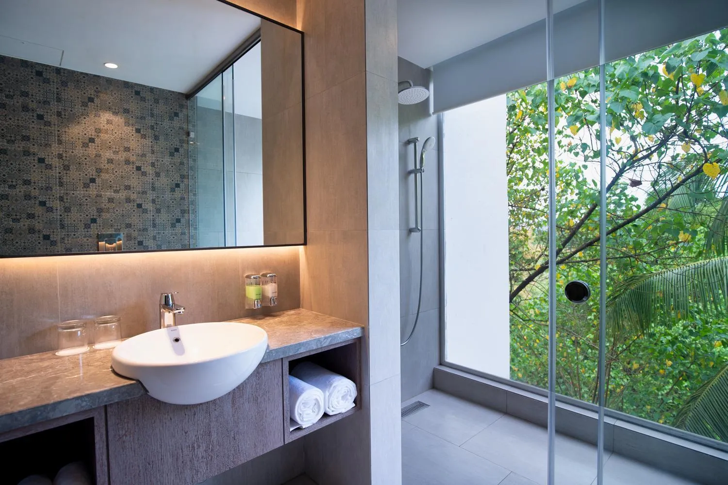 Bathroom in Amoravida By 7 Apple Resorts, Goa