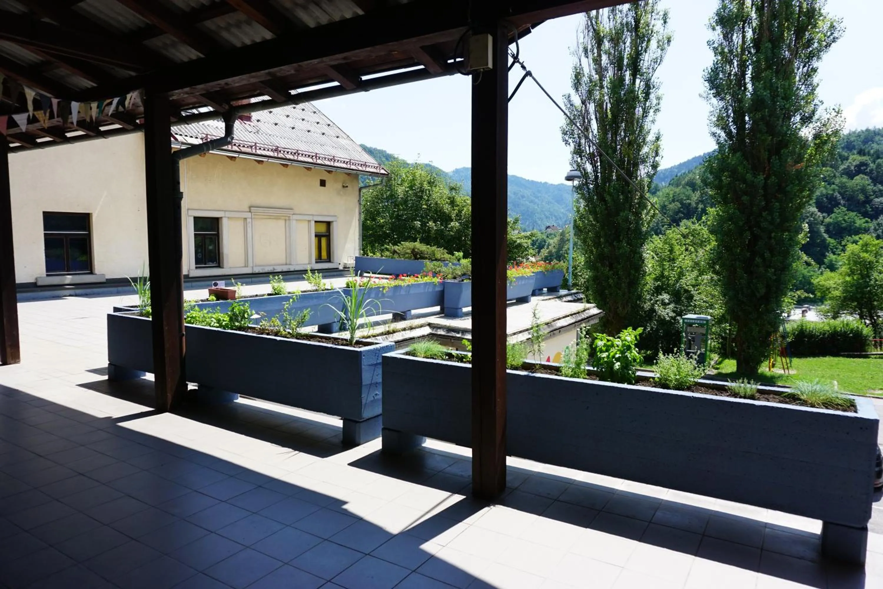 Patio in Hostel Idrija
