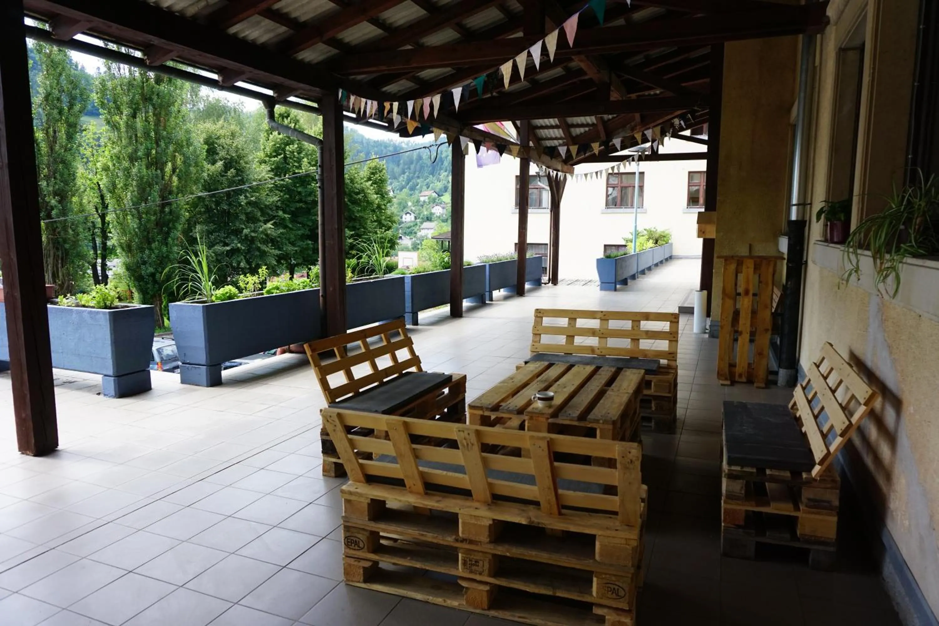 Patio in Hostel Idrija