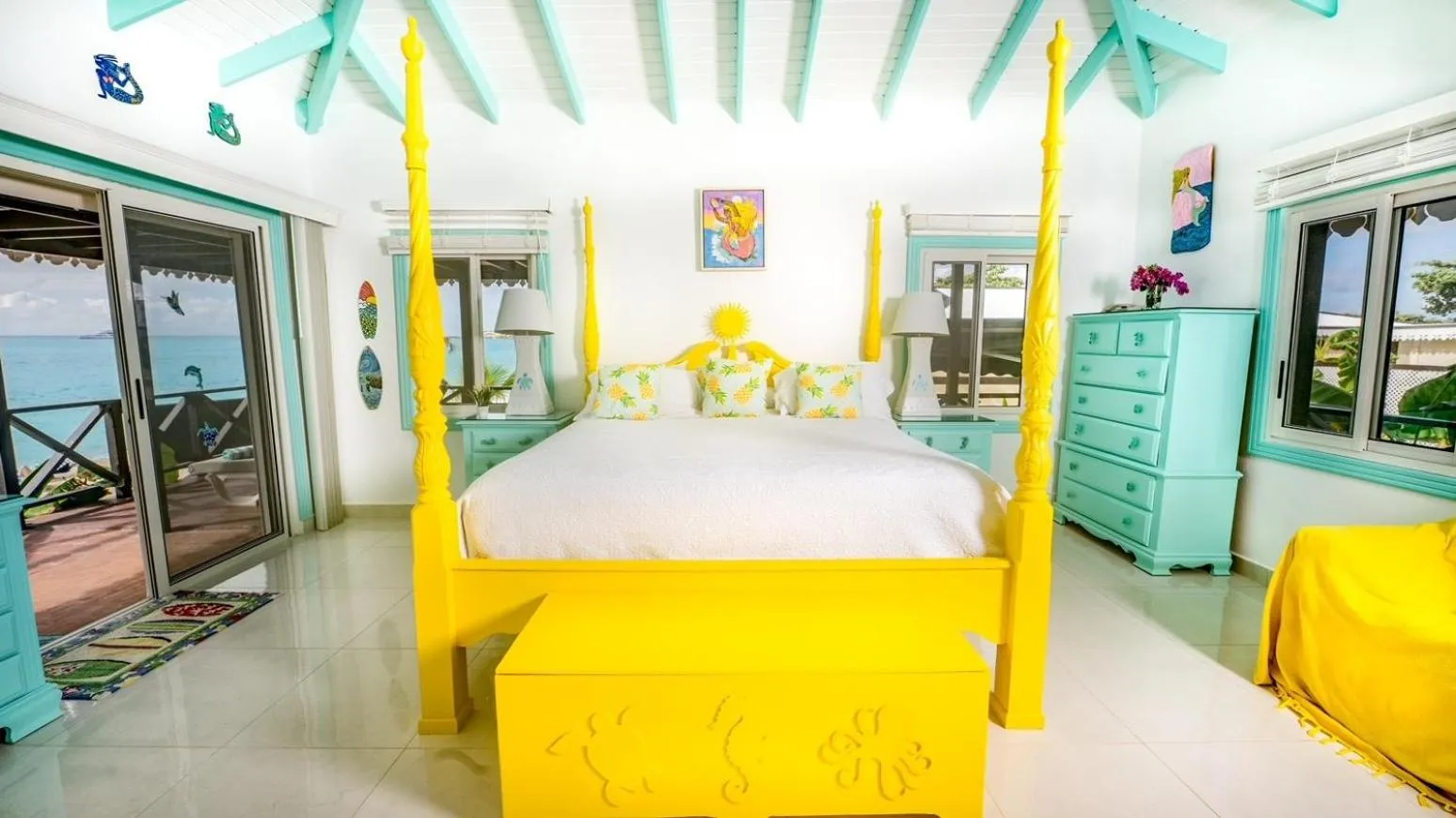 Bed in Mary's Boon Beach Resort & Spa