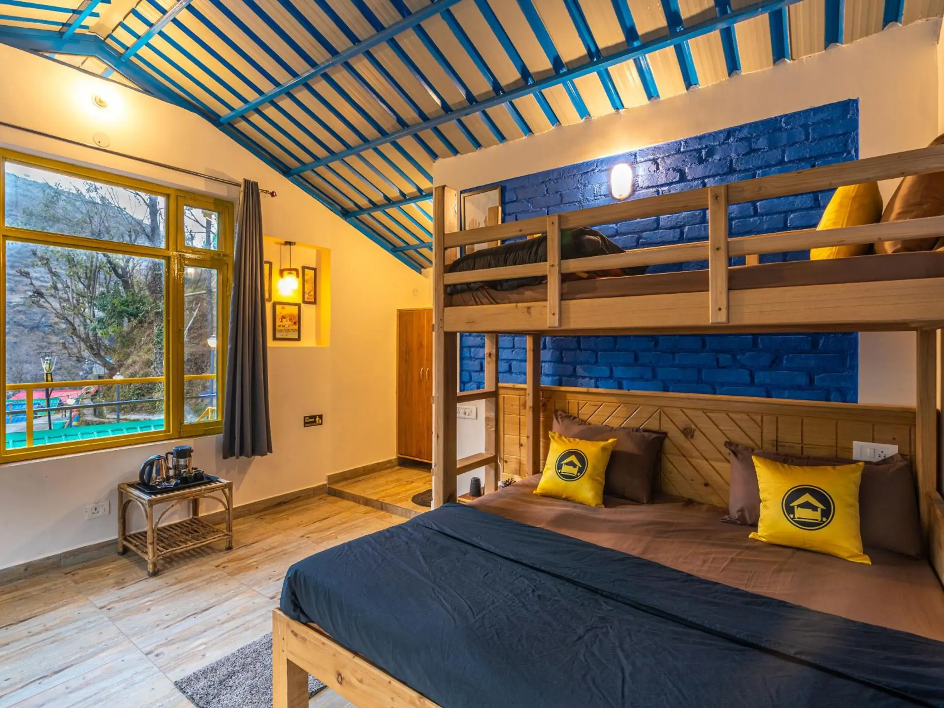Deluxe Triple Room with Balcony in The Hosteller Mussoorie By the Streamside, Kempty Deluxe Triple Room with Balcony in The Hosteller Mussoorie By the Streamside, Kempty
