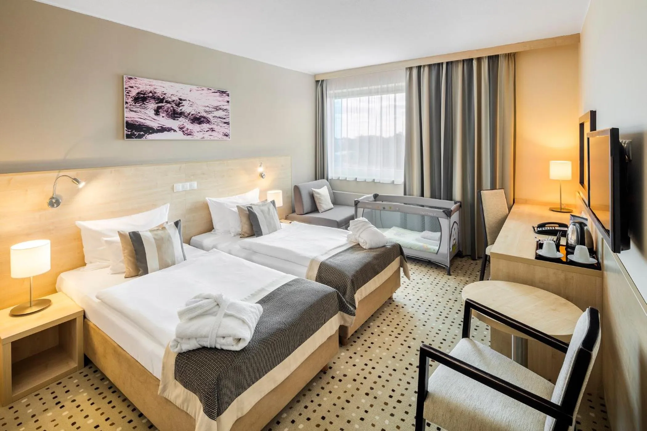 Bed in Aquapalace Hotel Prague