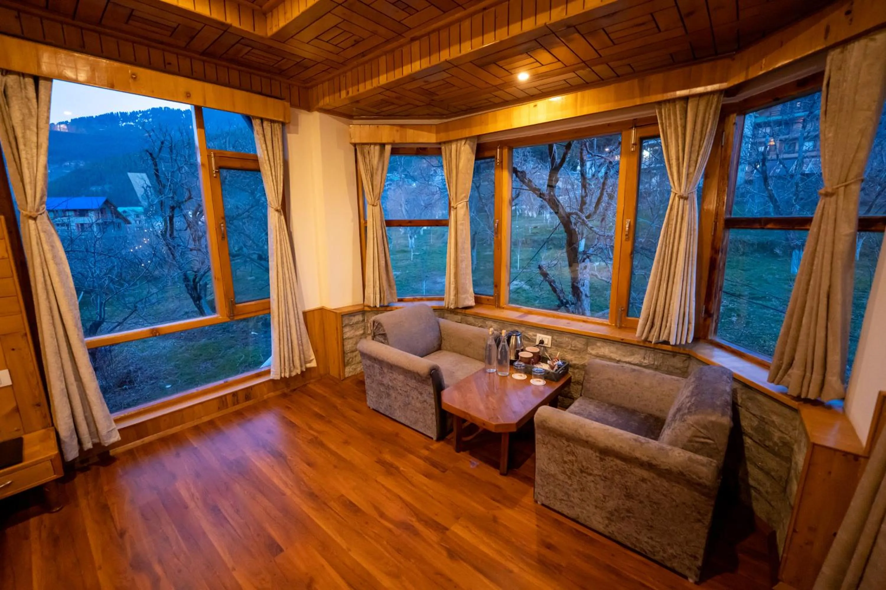 Seating area in Amarys Boutique Stays Manali