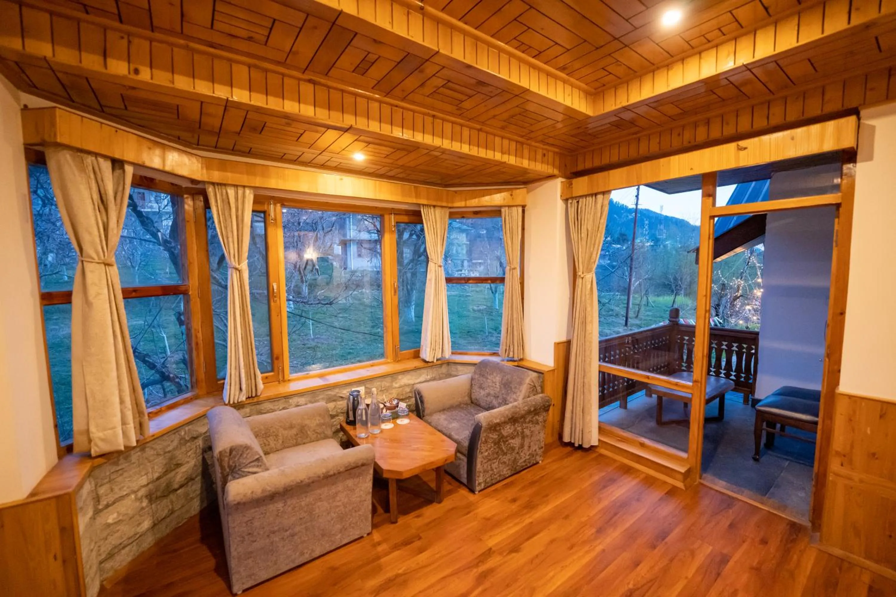 Seating area in Amarys Boutique Stays Manali