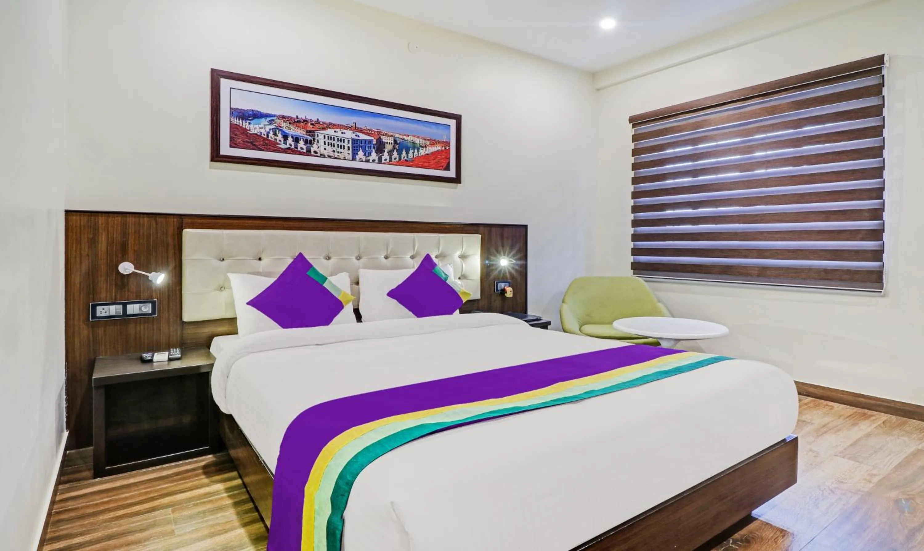 Bedroom, Bed in Treebo Premium Raj Vista Global Village