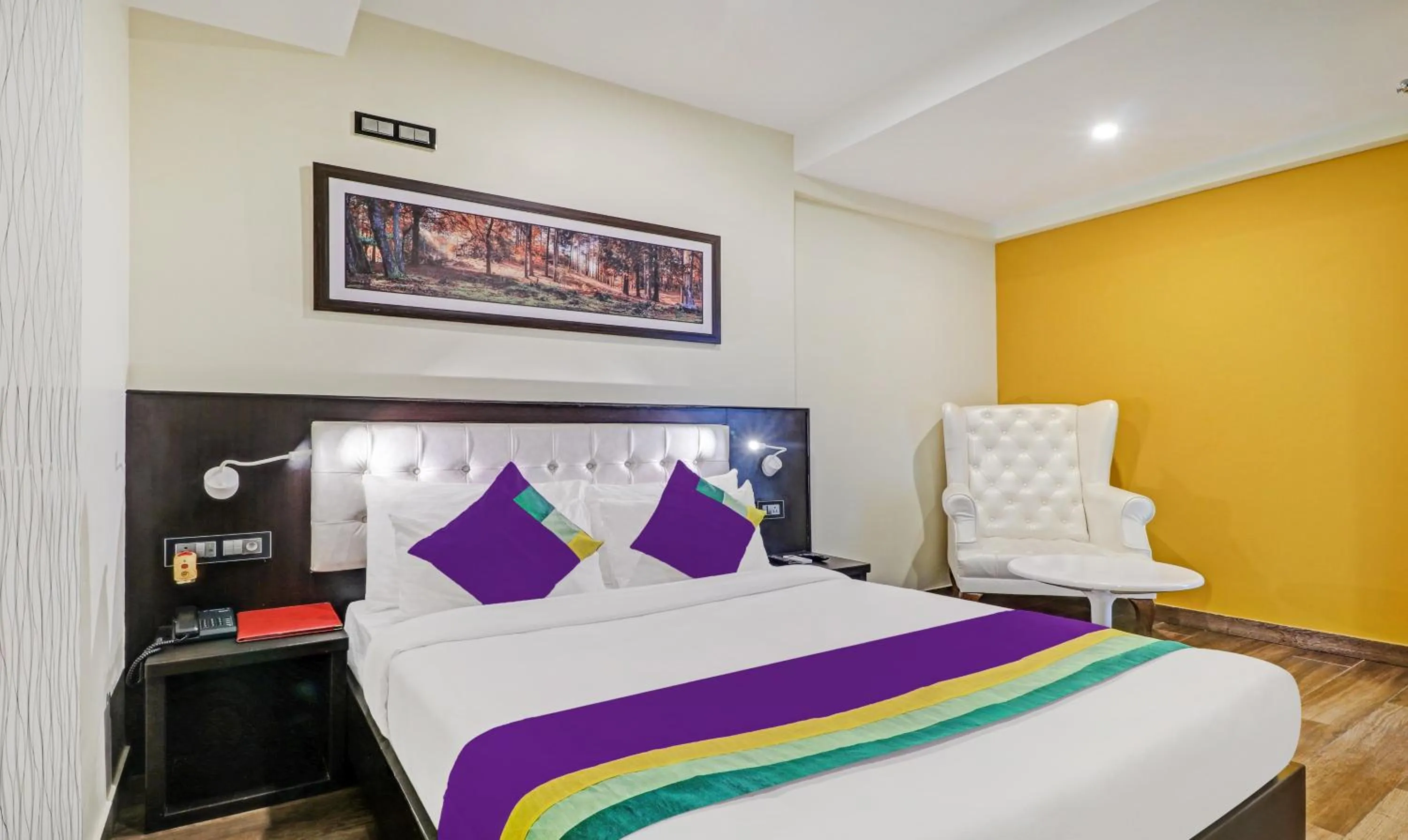 Bedroom, Bed in Treebo Premium Raj Vista Global Village