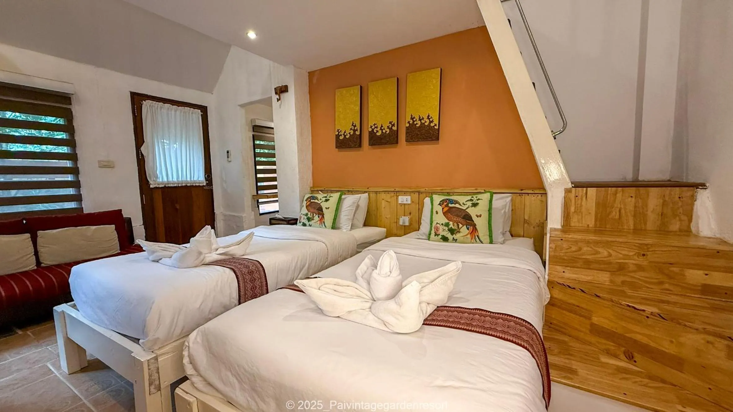 Bed in Pai Vintage Garden Resort