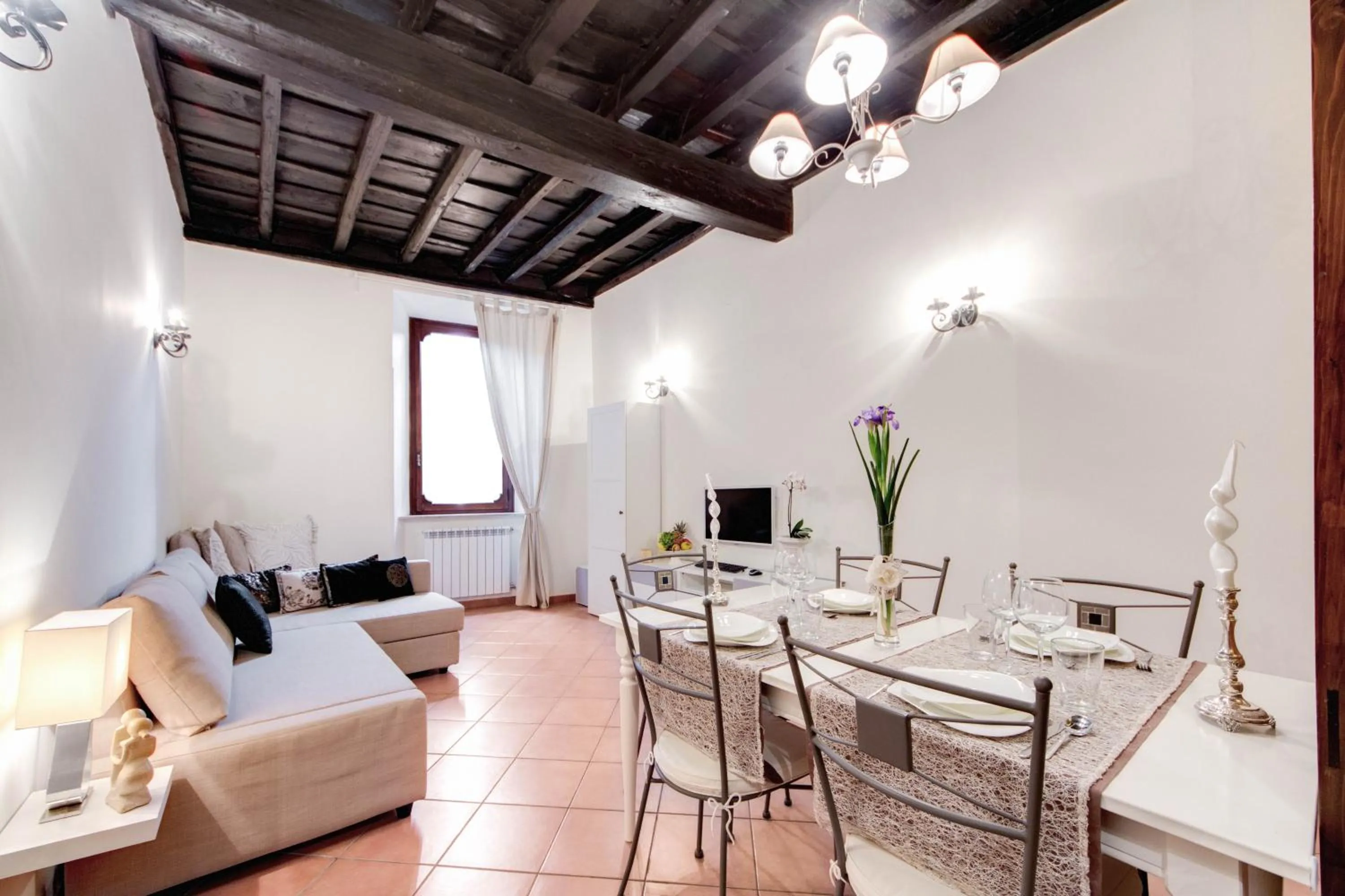 Living room in Elegant Apartment Behind the Colosseum