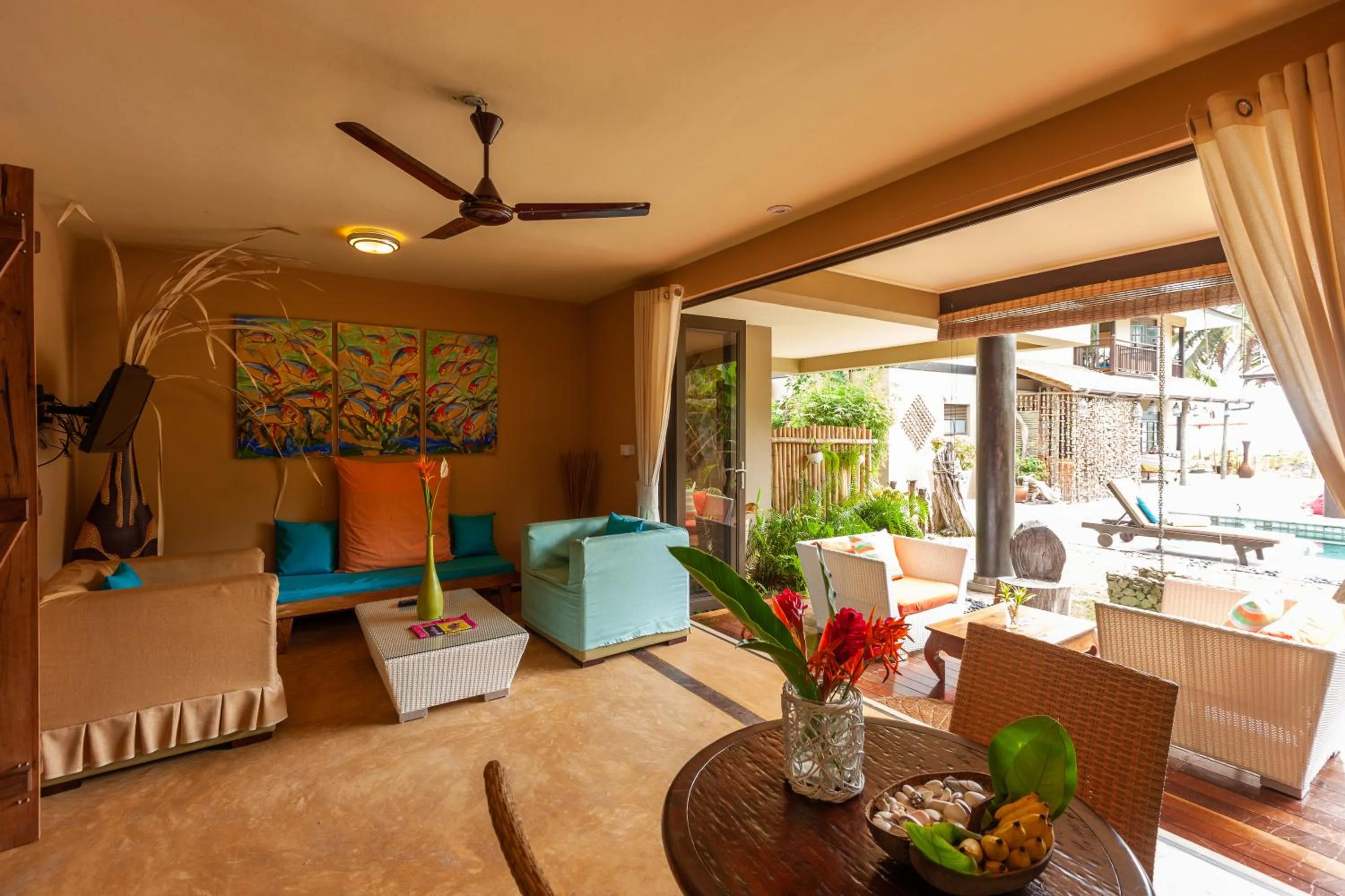 Living room in Villas des Alizes beachfront suites and garden villas