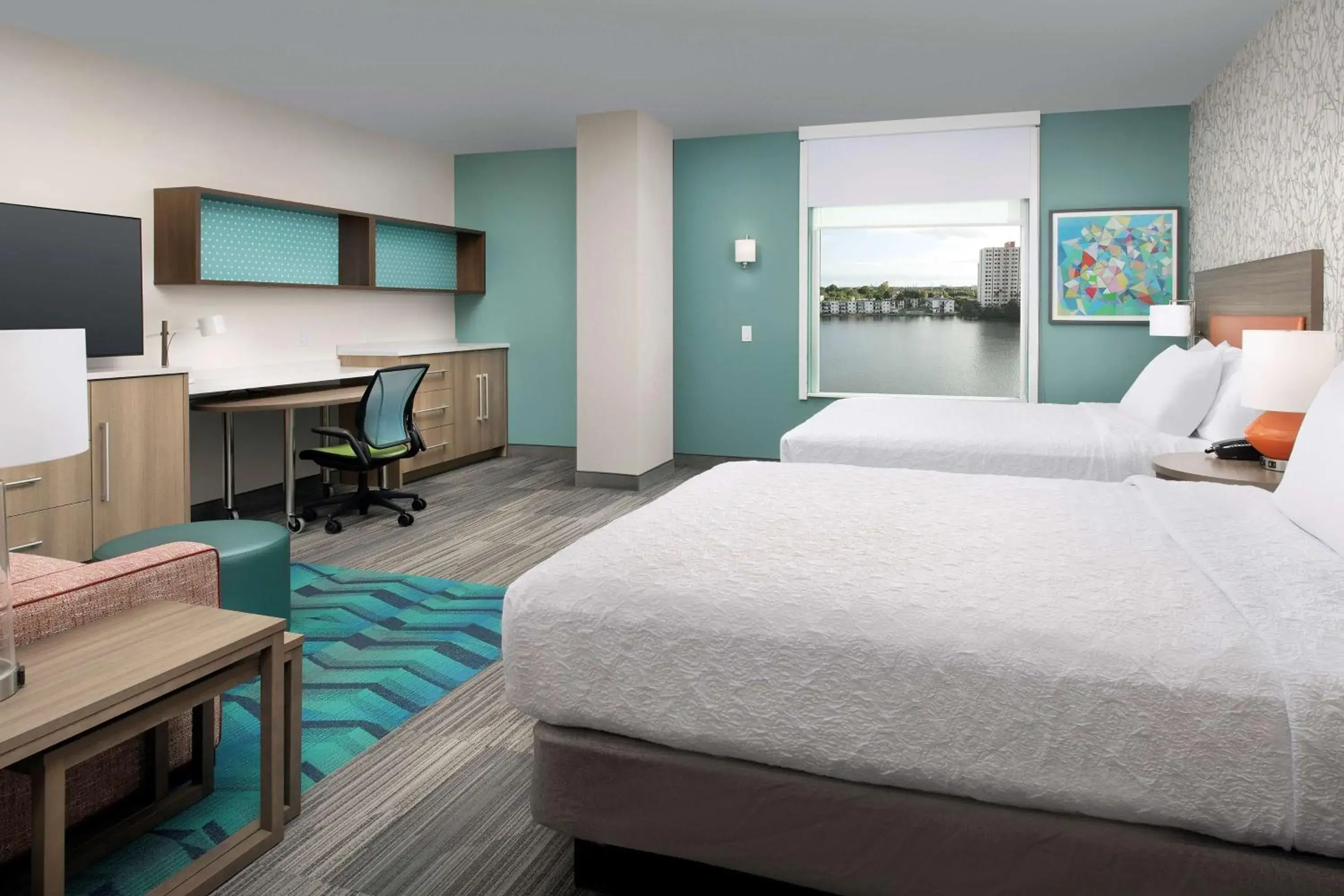 Queen Studio with Two Queen Beds - Non-Smoking in Home2 Suites By Hilton Miami Airport South Blue Lagoon Queen Studio with Two Queen Beds - Non-Smoking in Home2 Suites By Hilton Miami Airport South Blue Lagoon