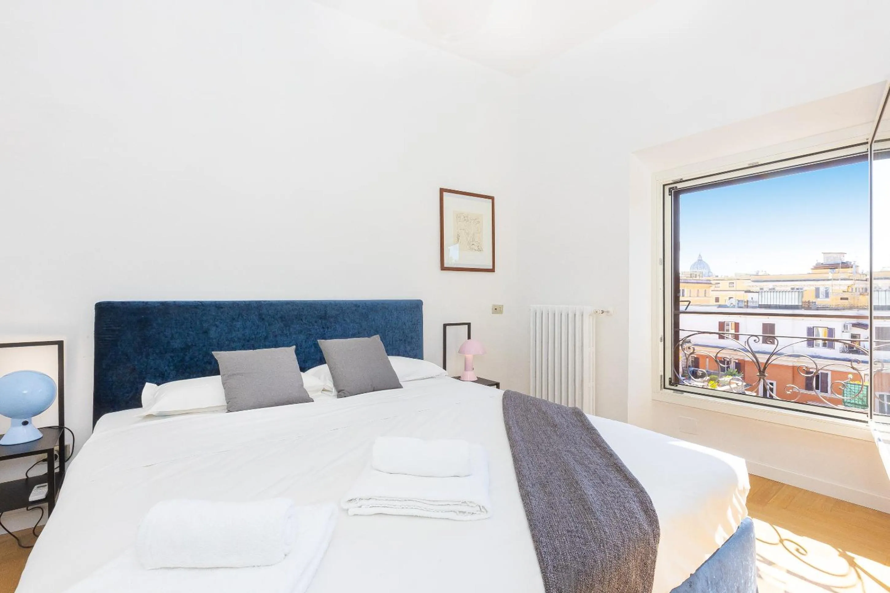 Bedroom, Bed in Giulio Cesare Penthouse Rental in Rome