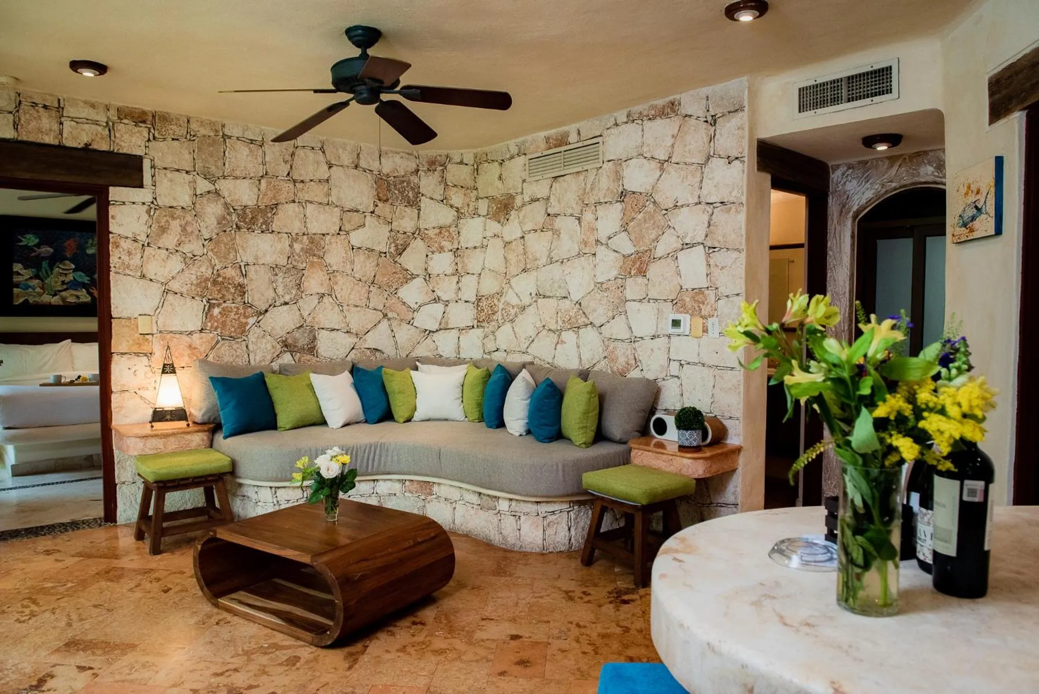 Living room in Villas Sacbe Condo Hotel and Beach Club