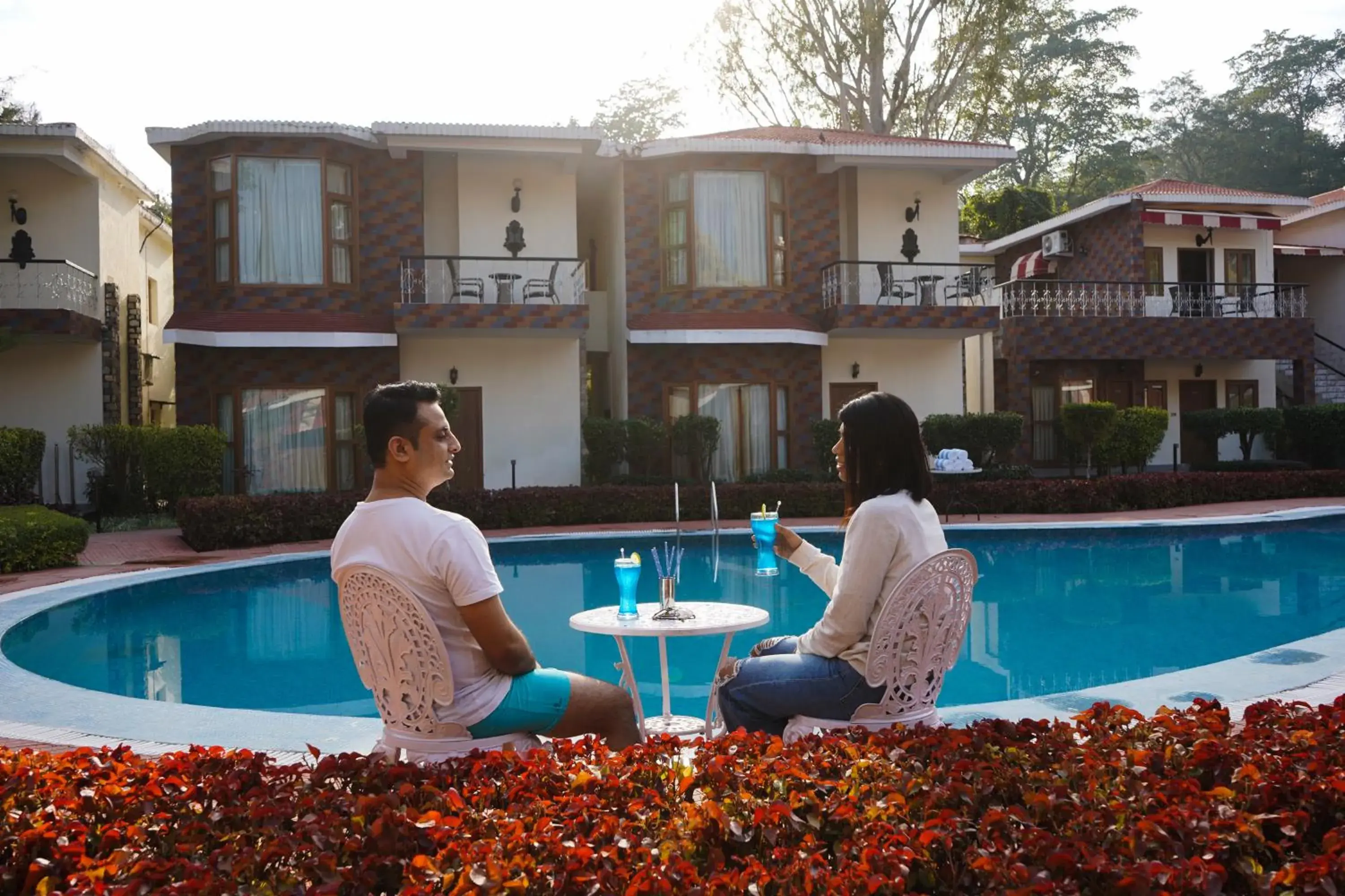 Pool view in Country Inn Tarika Riverside Resort Jim Corbett Pool view in Country Inn Tarika Riverside Resort Jim Corbett