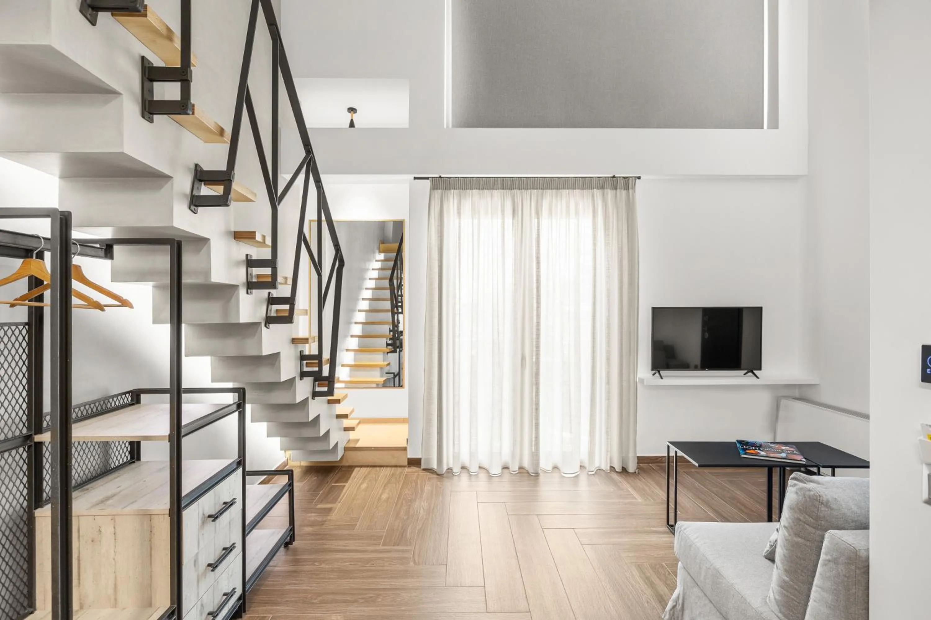 Living room, Bed in ATHENIAN VIEW LOFT