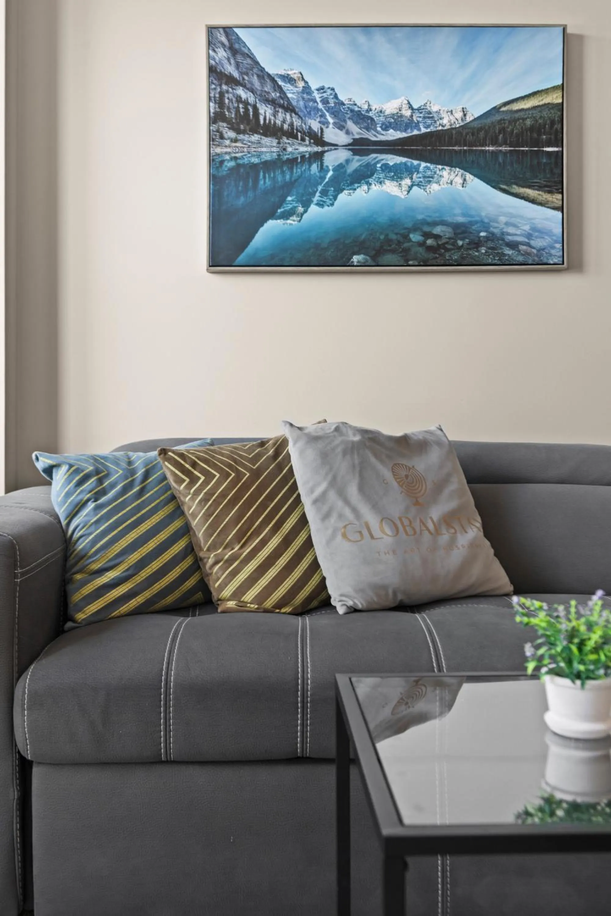 Living room in GlobalStay Downtown Calgary Condos