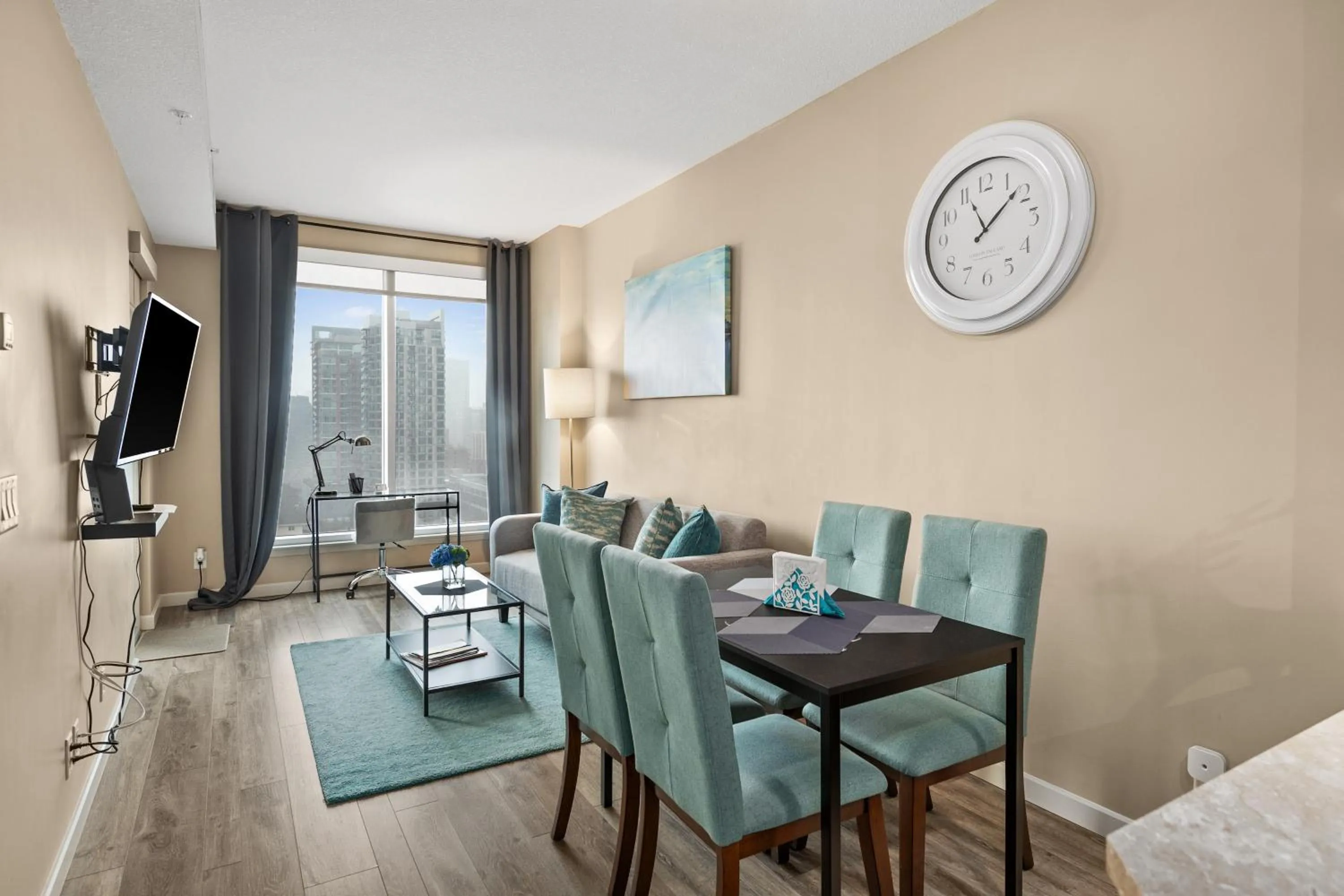 Living room in Stylish Downtown Condos by GLOBALSTAY