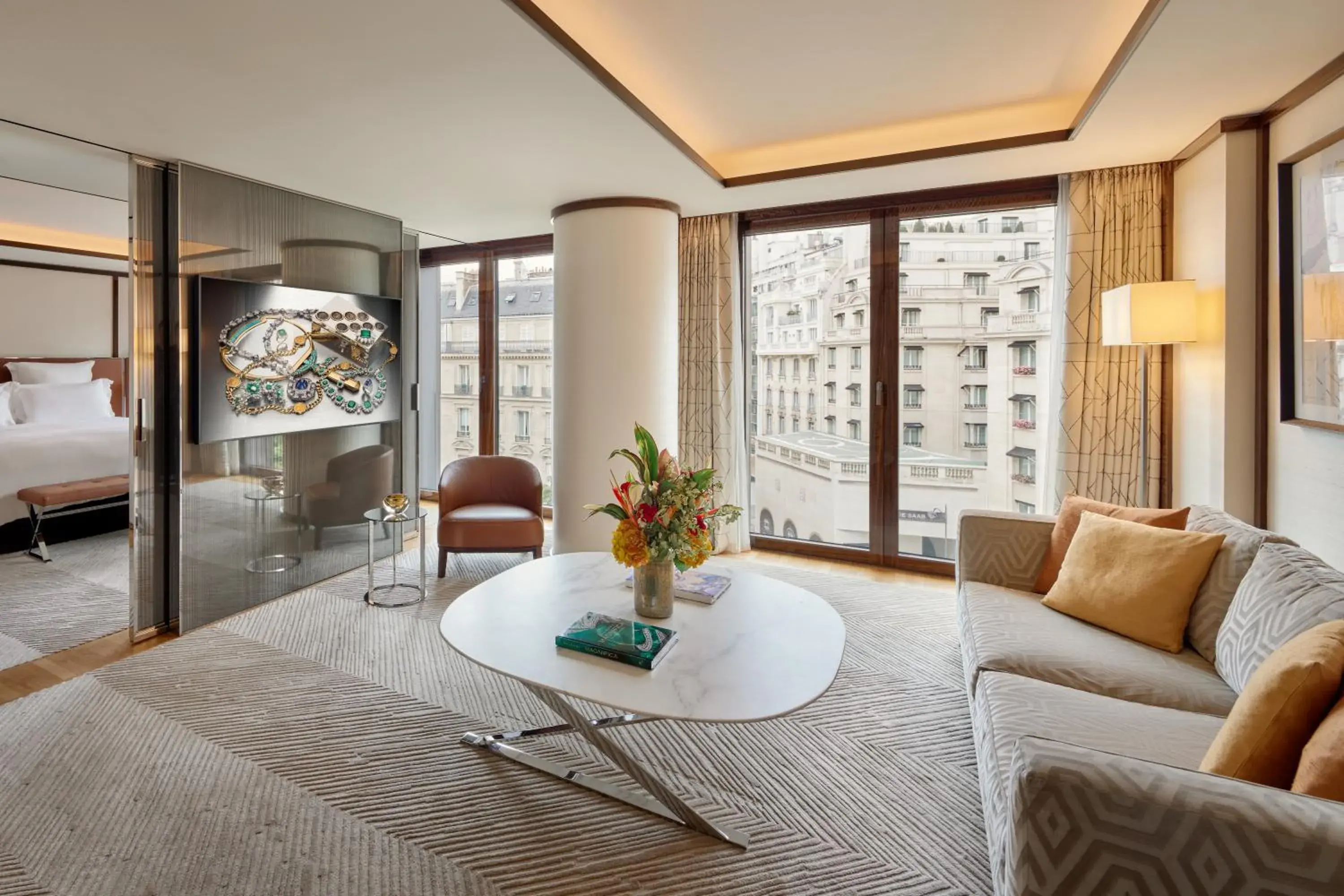 Living room, Bed in Bvlgari Hotel Paris Living room, Bed in Bvlgari Hotel Paris