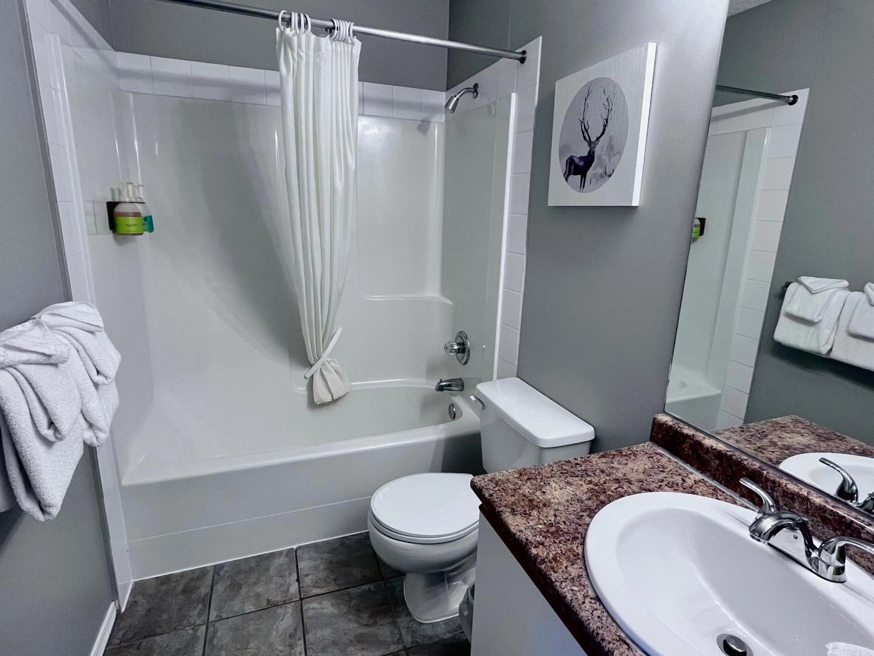 Bathroom in Canadian Rockies Chalets by Trilink - 2 & 3 Bedroom Condos - Self Check-In - Walking Distance to Downtown - Free Parking - Pet-Friendly - No AC
