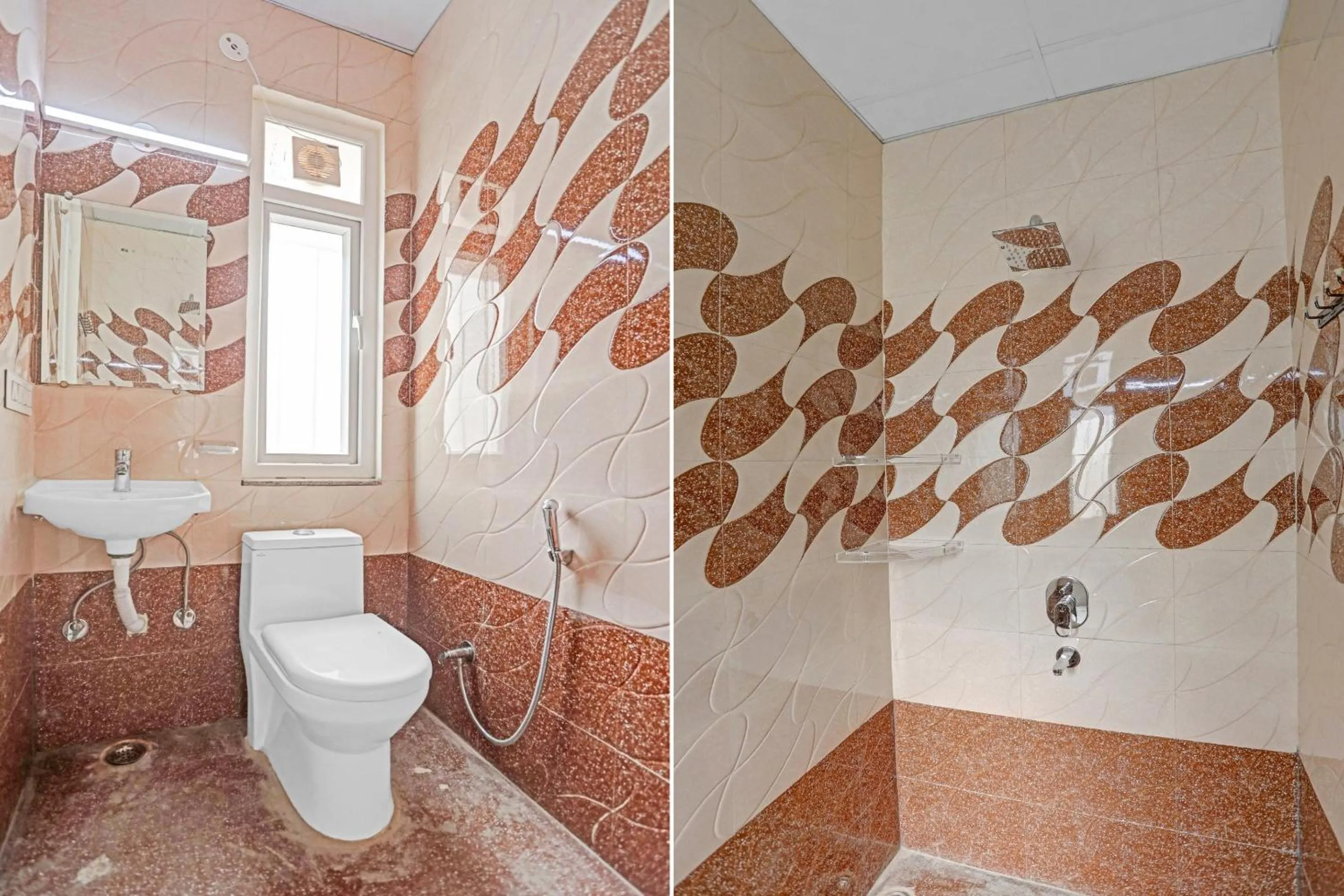 Bathroom in Collection O Raksha Inn Near PVR Ansal Plaza Greater Noida