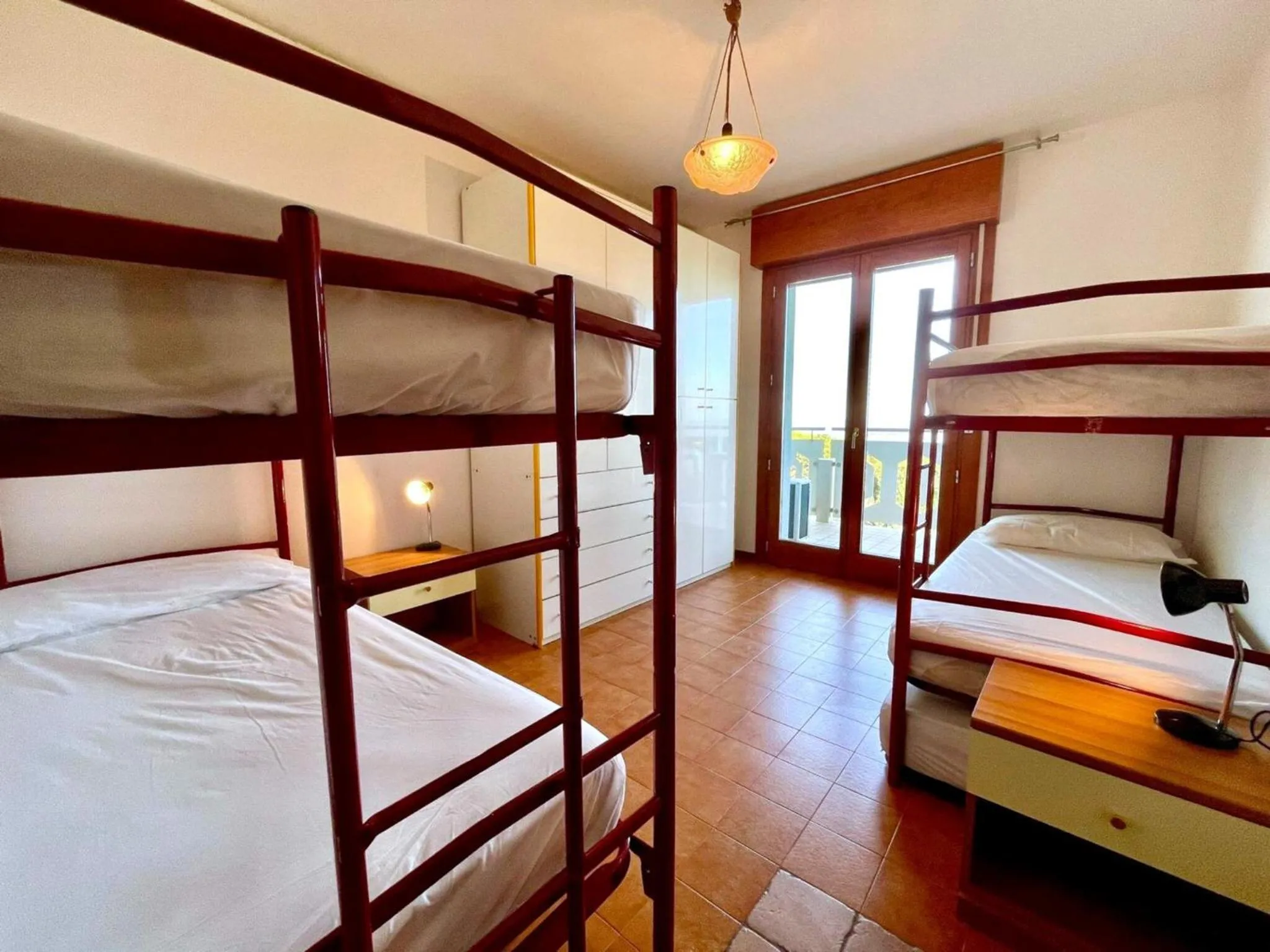 Bed in Sea view apartment with shared pool