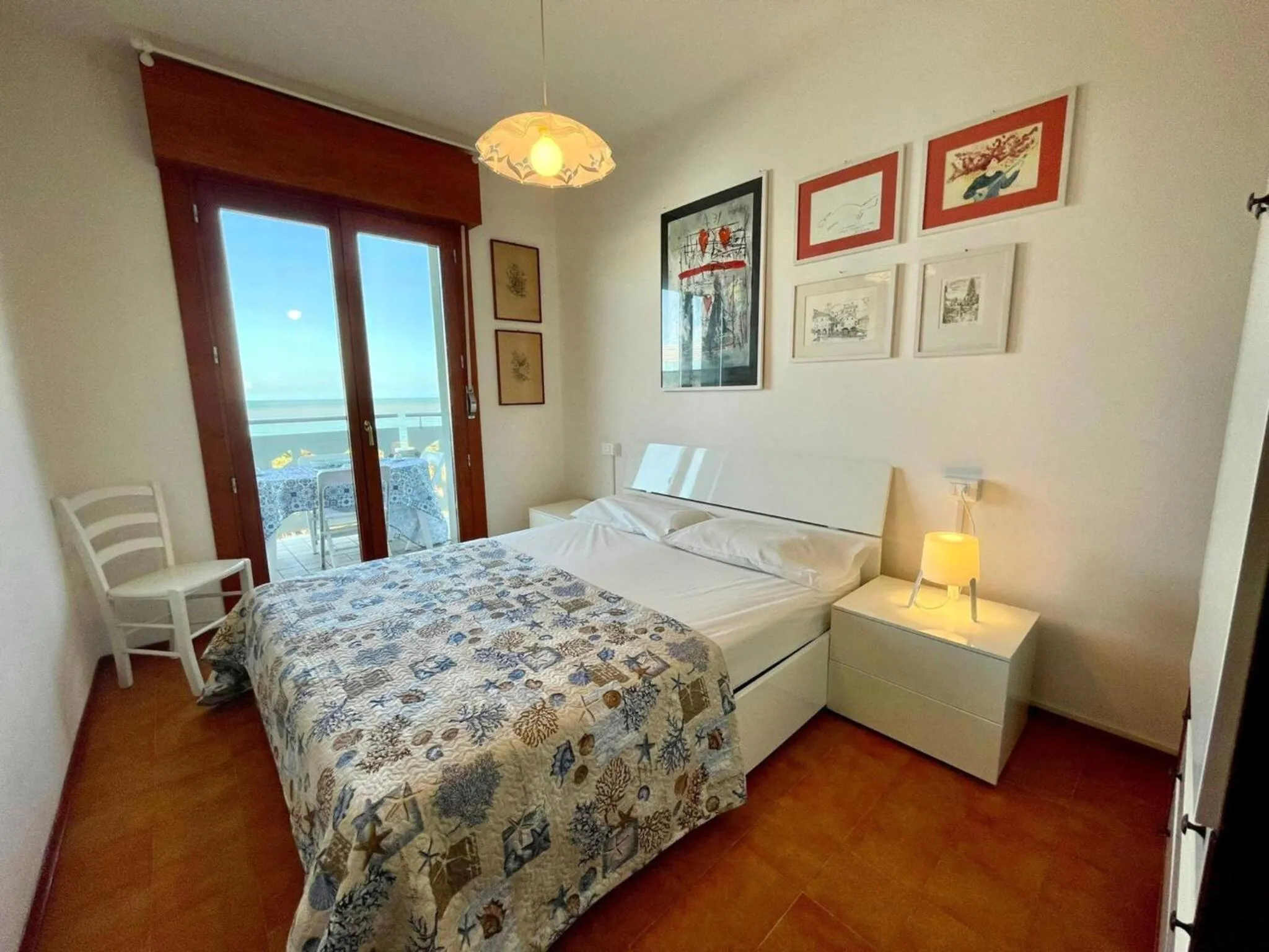 Bed in Sea view apartment with shared pool