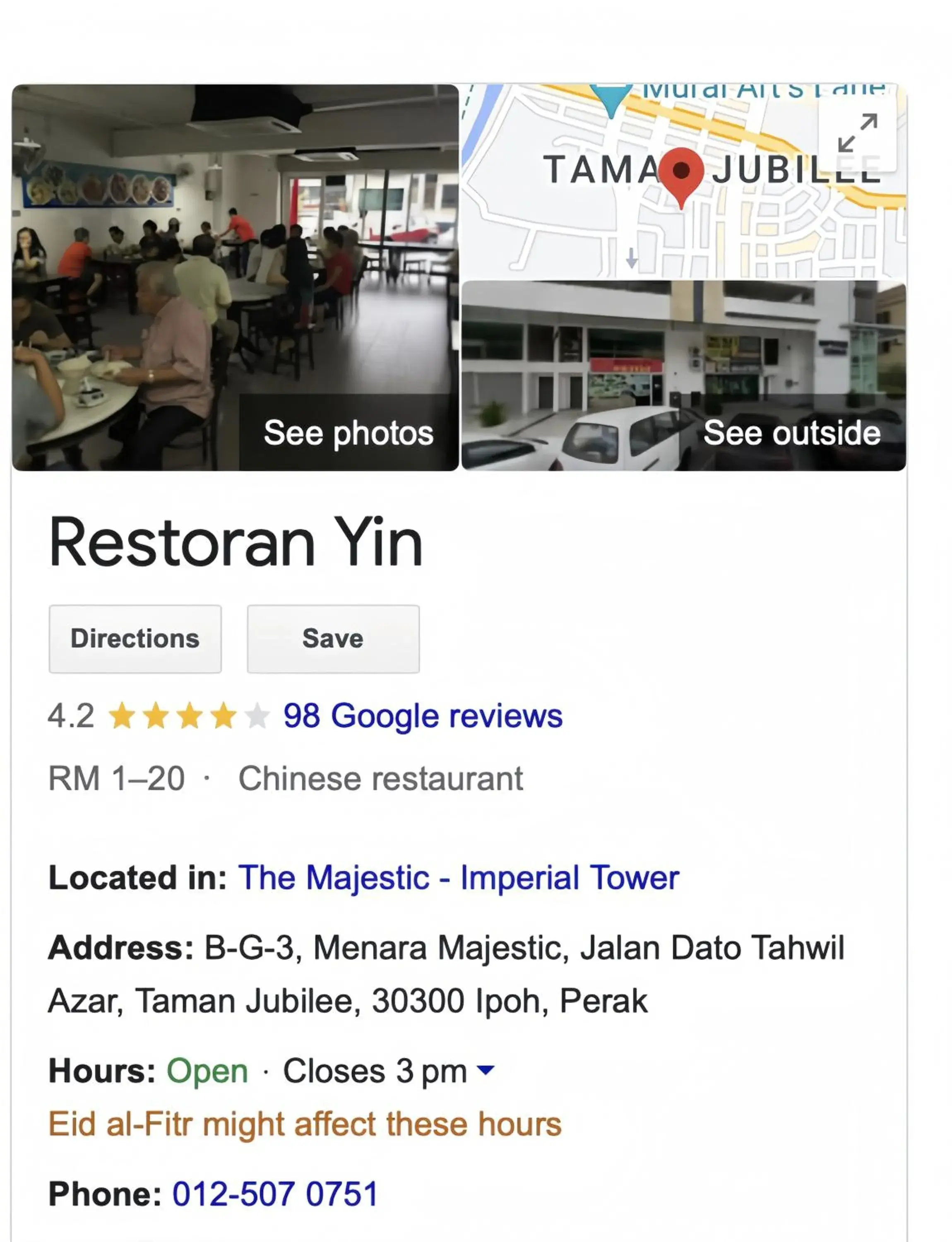 Restaurant/places to eat in The Majestic Ipoh Restaurant/places to eat in The Majestic Ipoh