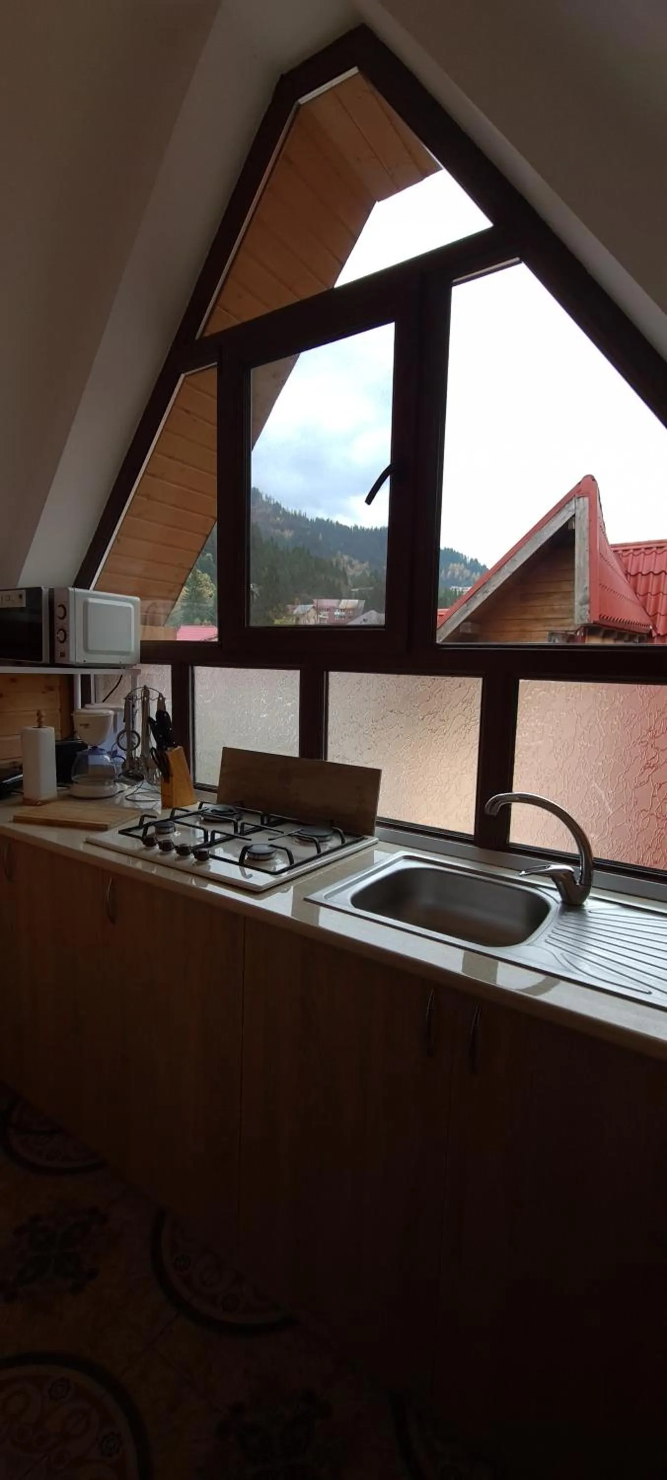 Kitchen or kitchenette in Pensiunea Aurora - Great Hostel Voineasa
