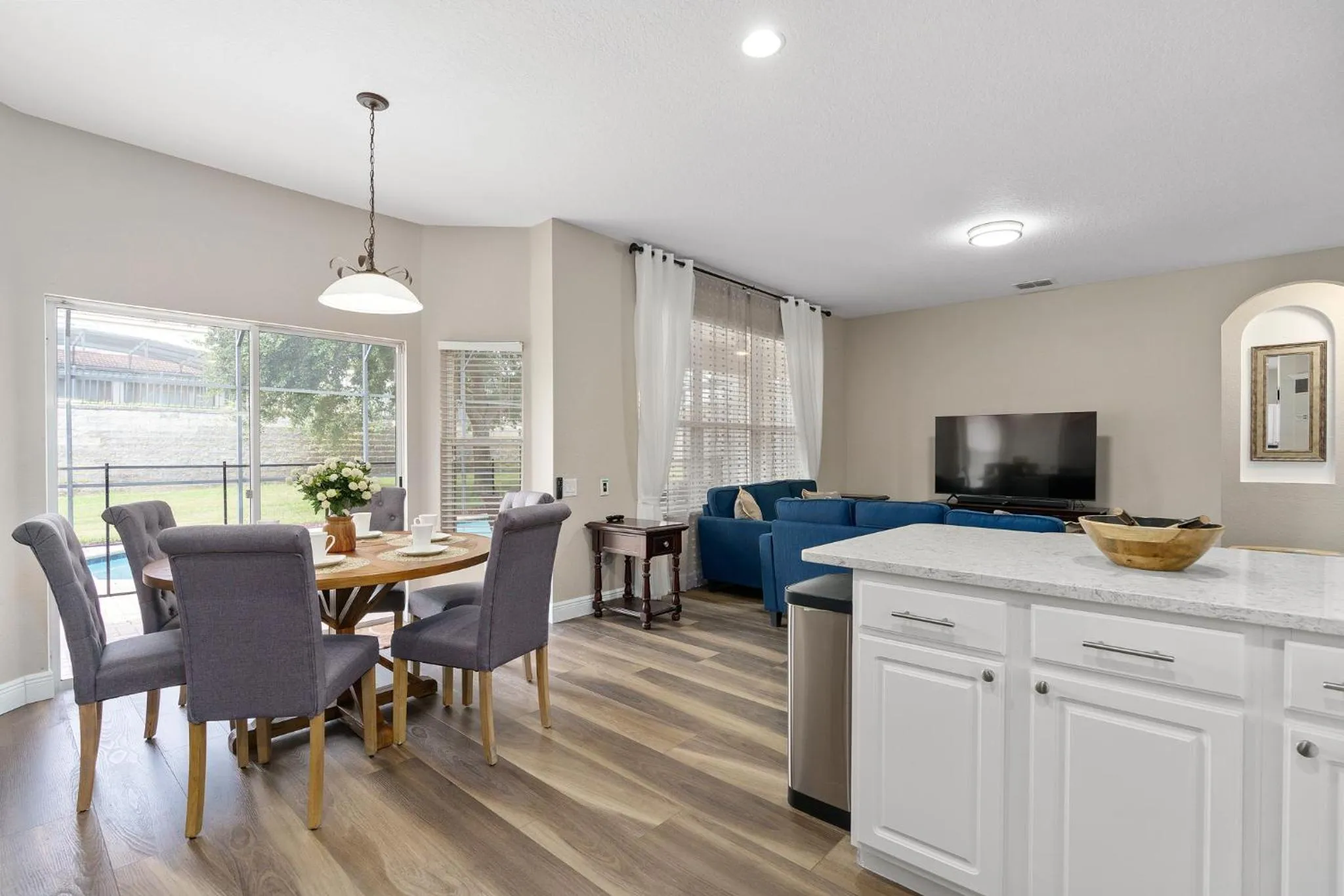 Living room in WindsorHills Villa Pool Resort Amenities Minutes to Disney