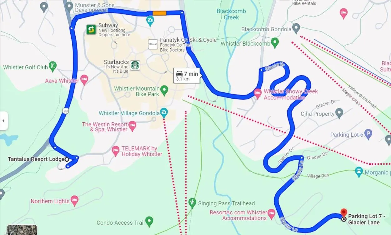 Parking in Tantalus Resort Lodge