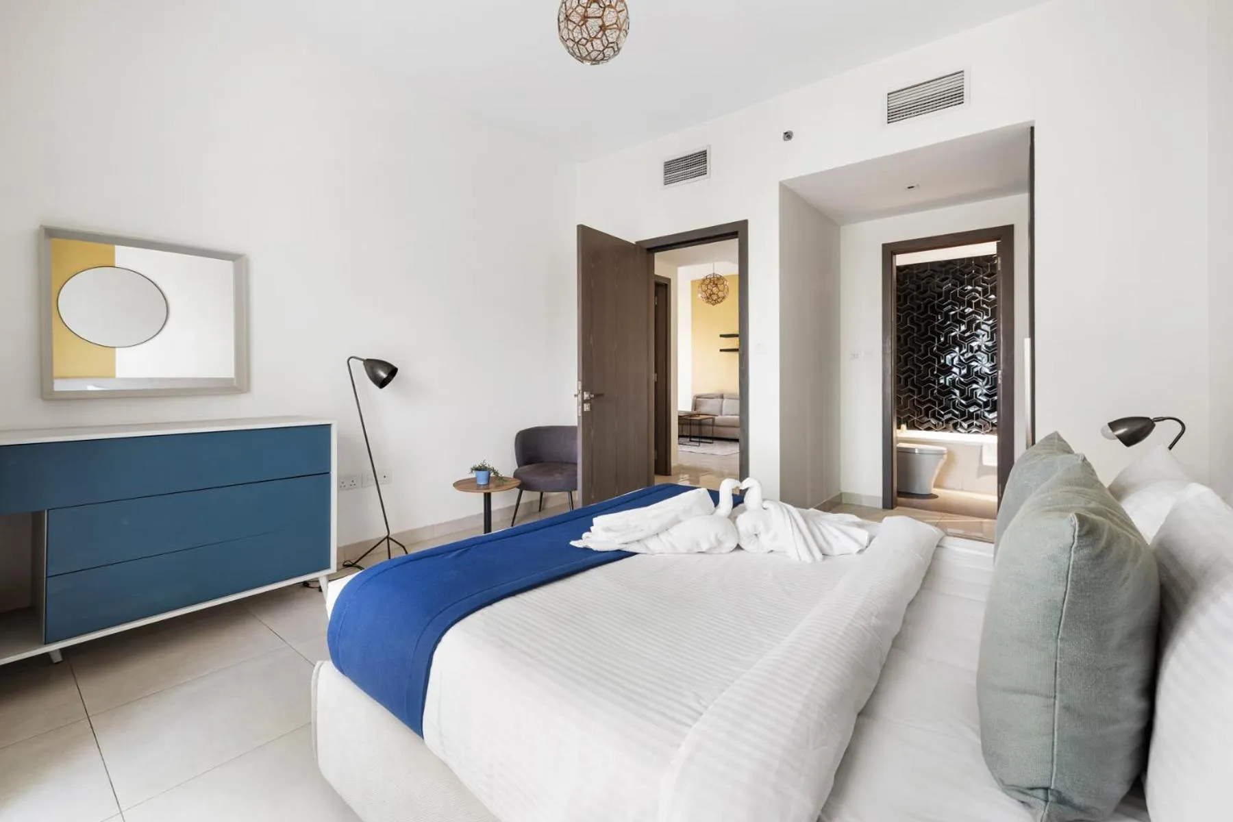 Bathroom, Bed in Unlock Metropolis Business Bay