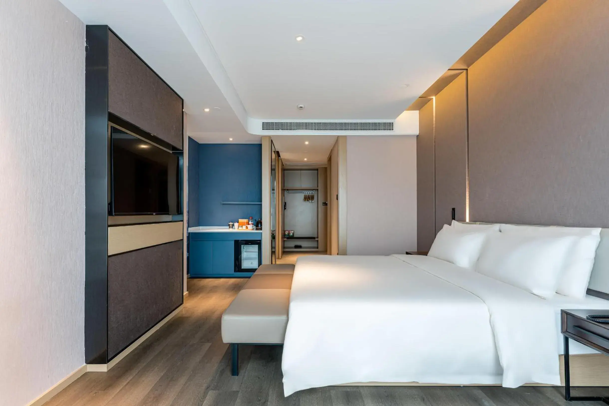 Bed in Atour Hotel Shaoxing Jinghu City Hall Basketball Theme Bed in Atour Hotel Shaoxing Jinghu City Hall Basketball Theme