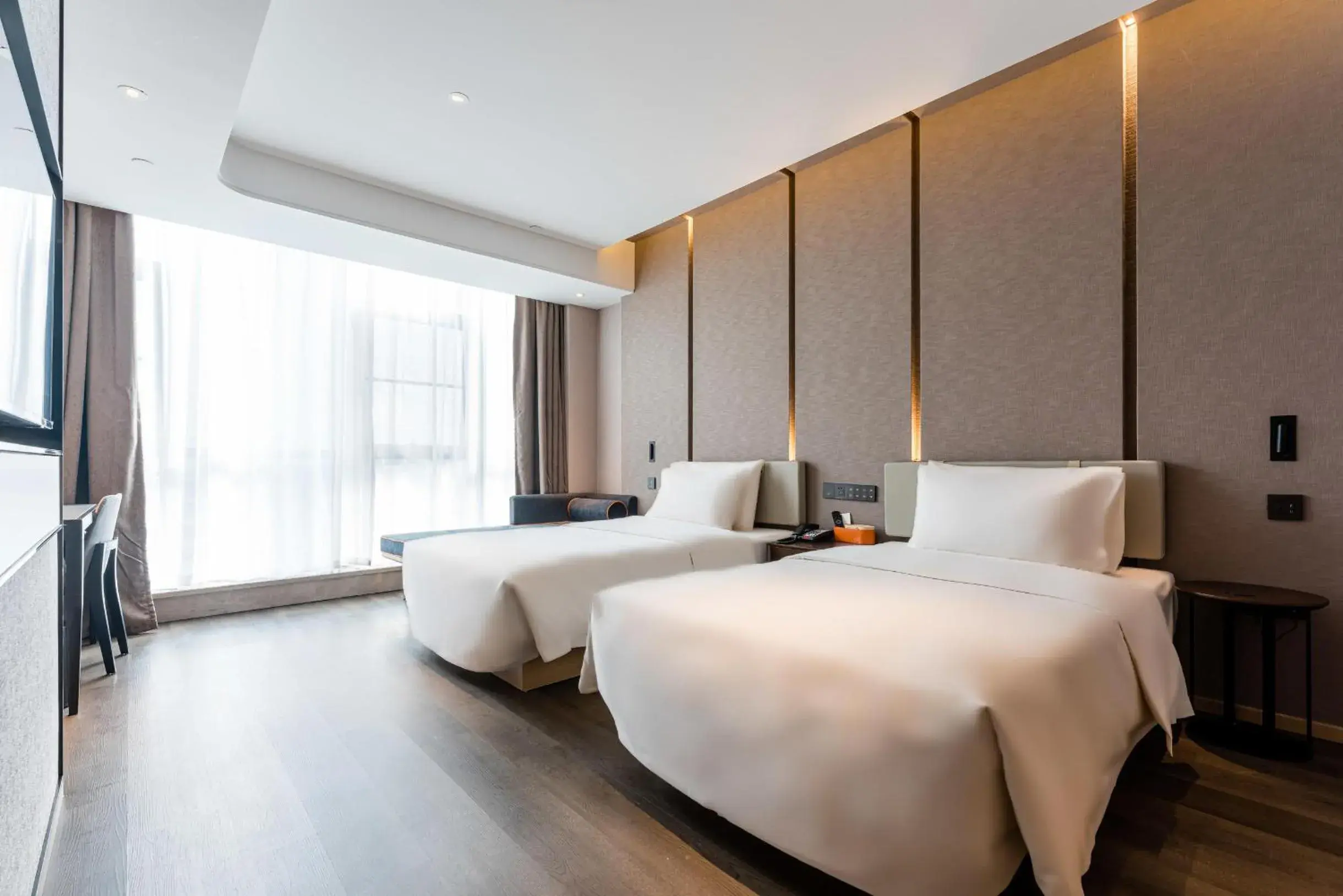 Bed in Atour Hotel Shaoxing Jinghu City Hall Basketball Theme Bed in Atour Hotel Shaoxing Jinghu City Hall Basketball Theme