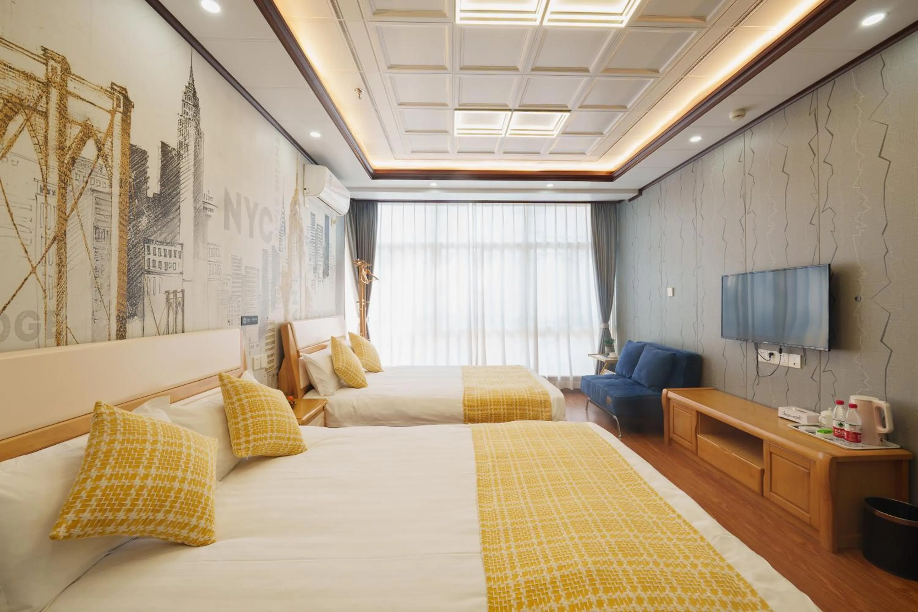 Bed in Floral Yilanxuan Zhouzhuang Hotel