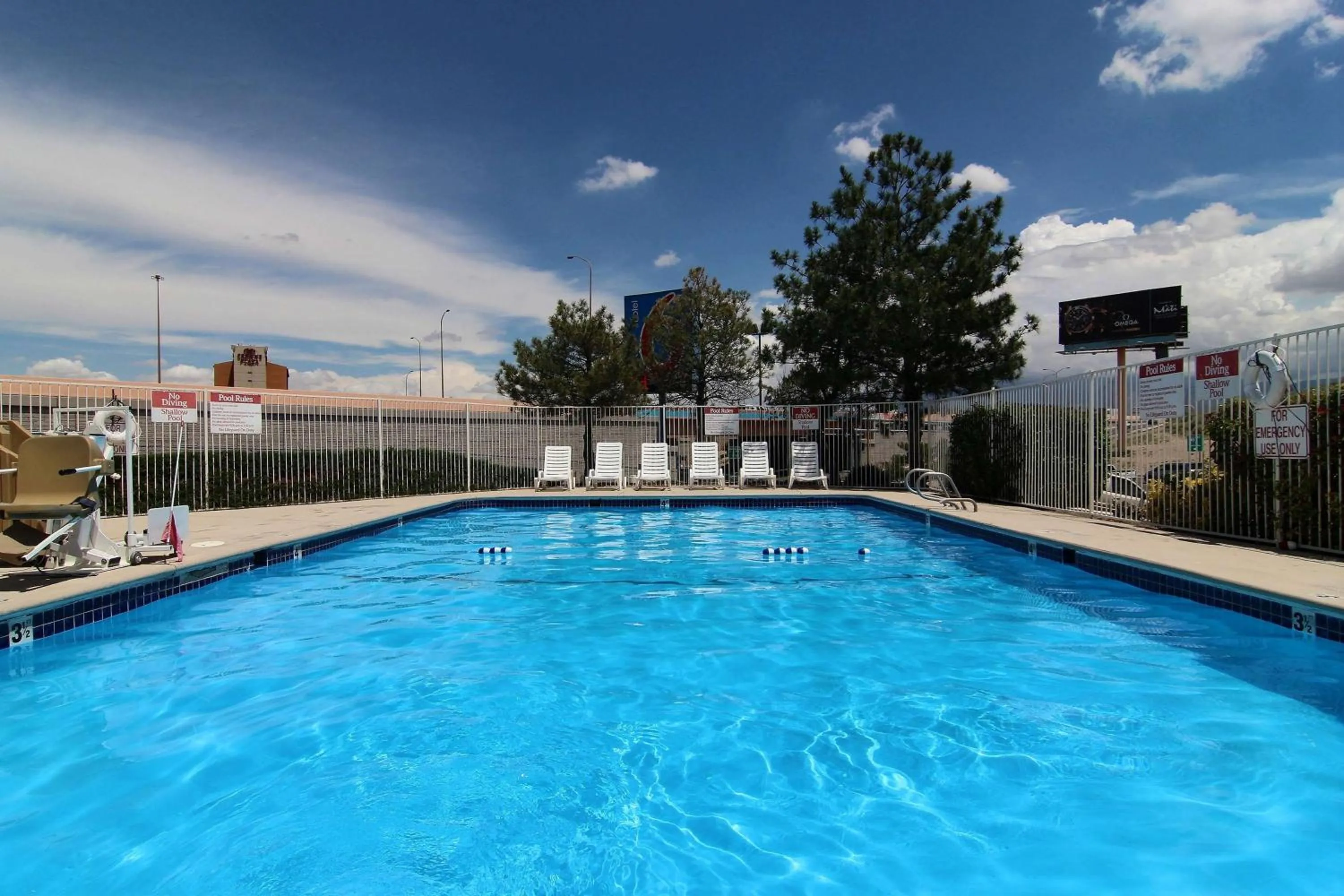 Pool view in Studio 6 Albuquerque NM Midtown