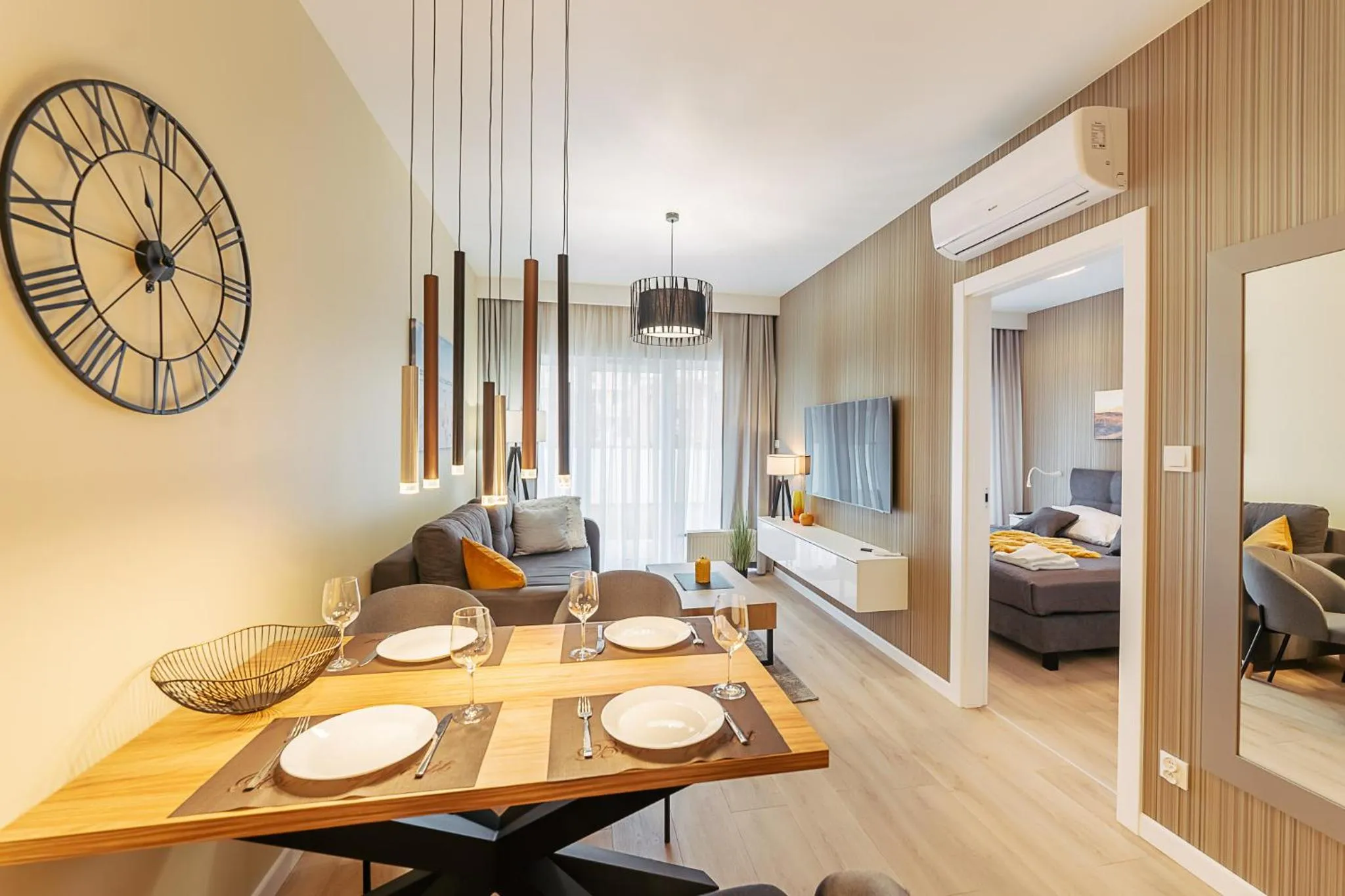 Communal lounge/ TV room, Bed in Ustronie Apartments 20 m do plaży