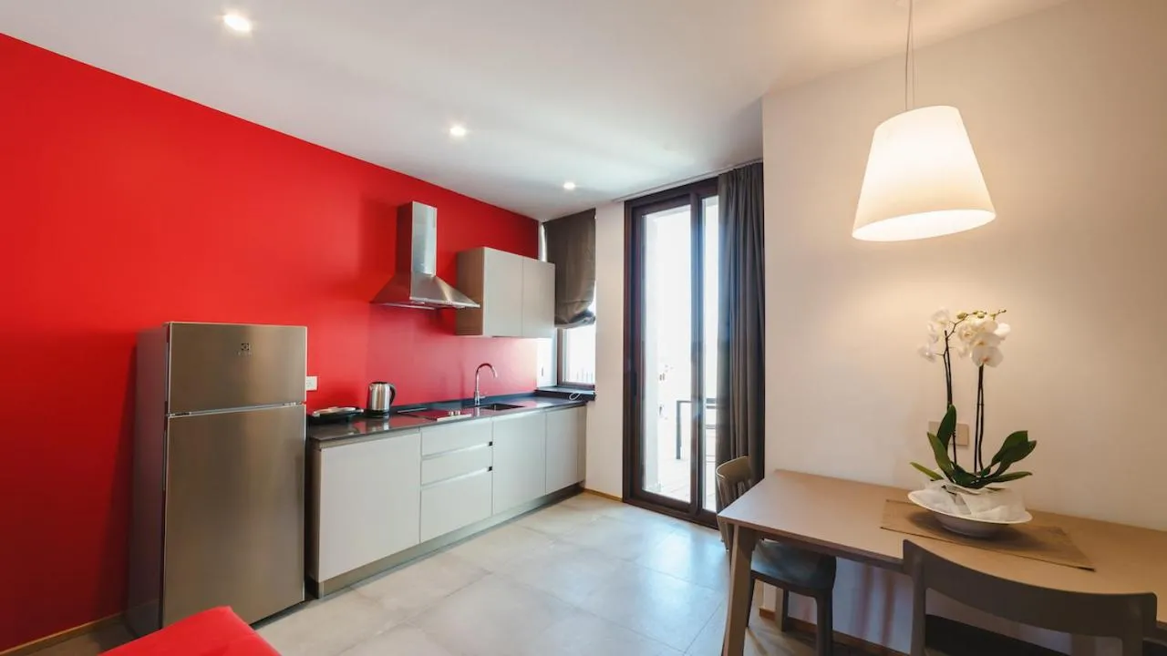 Kitchen or kitchenette in Vietti Apartments