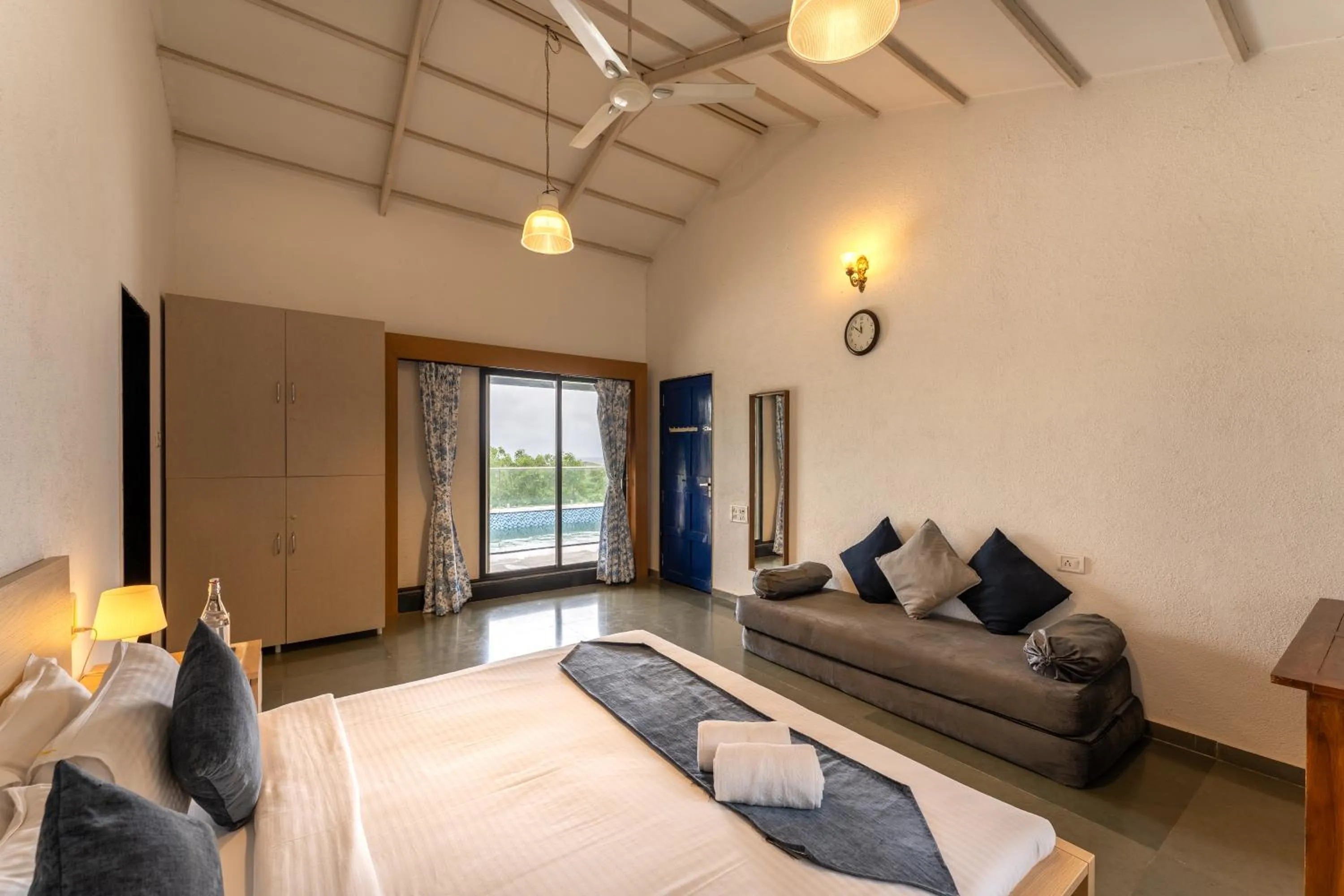 Bed in SaffronStays Le Soil, Igatpuri - pet-friendly villa with viewing deck for panoramic views