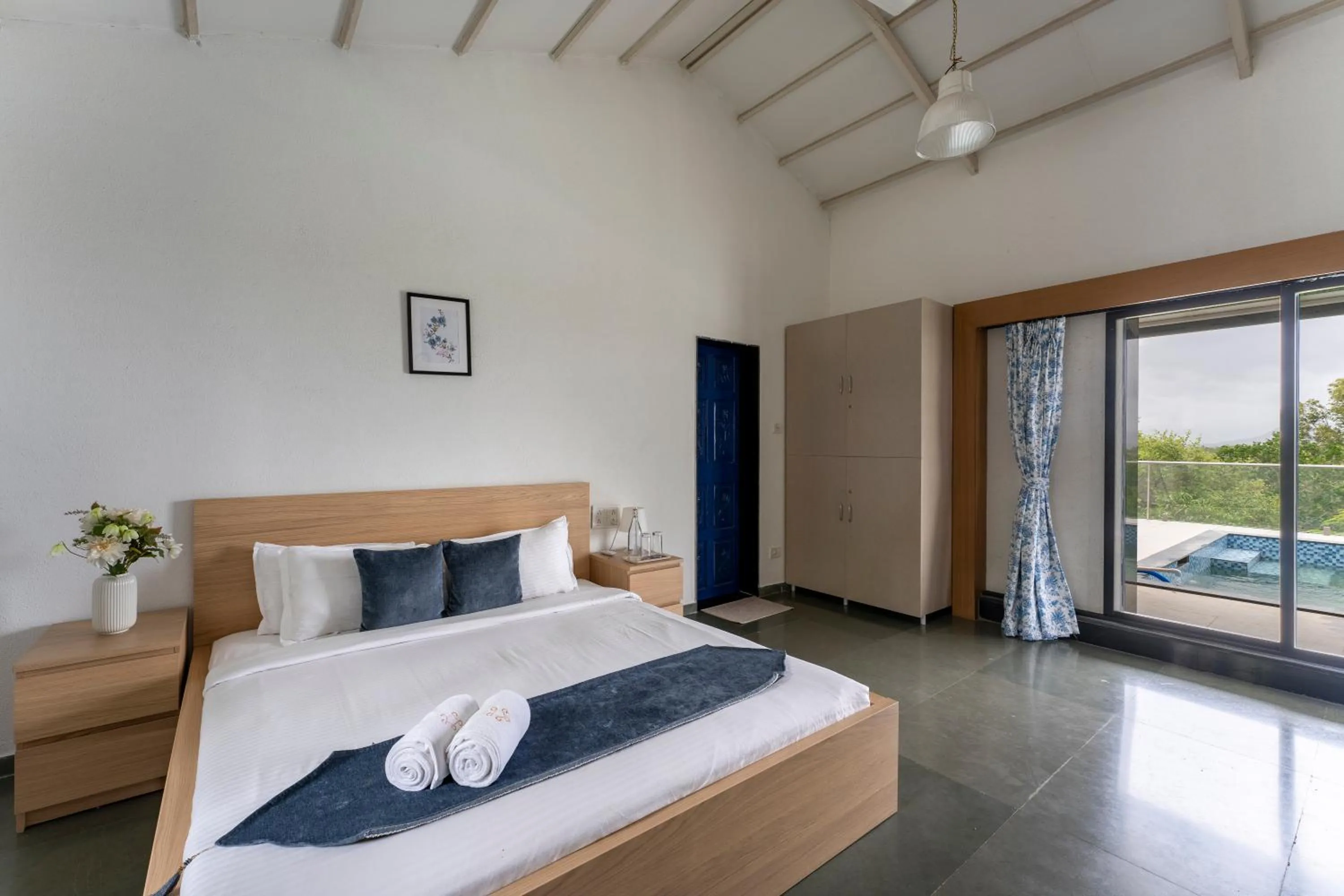 Bed in SaffronStays Le Soil, Igatpuri - pet-friendly villa with viewing deck for panoramic views