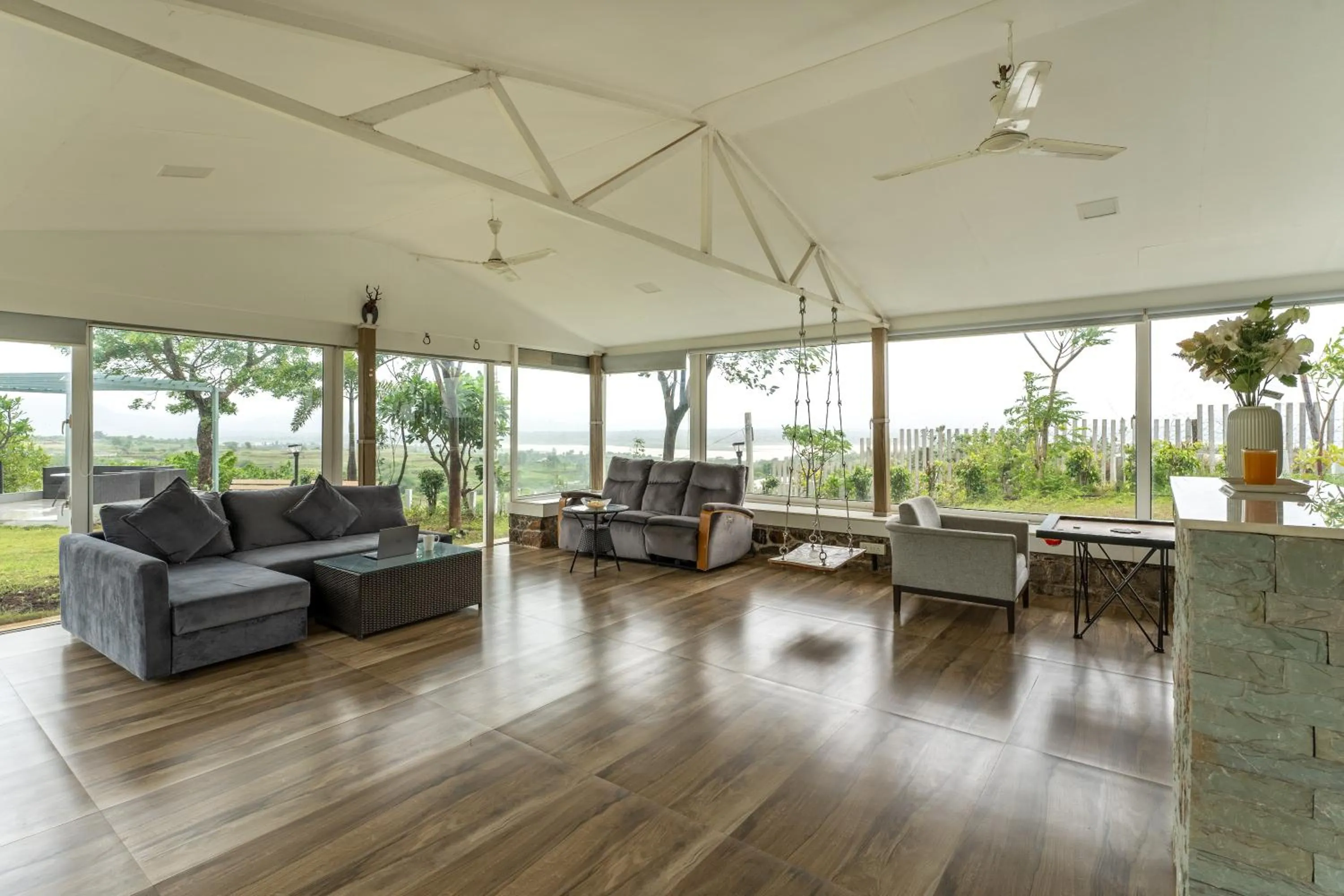 Patio in SaffronStays Le Soil, Igatpuri - pet-friendly villa with viewing deck for panoramic views