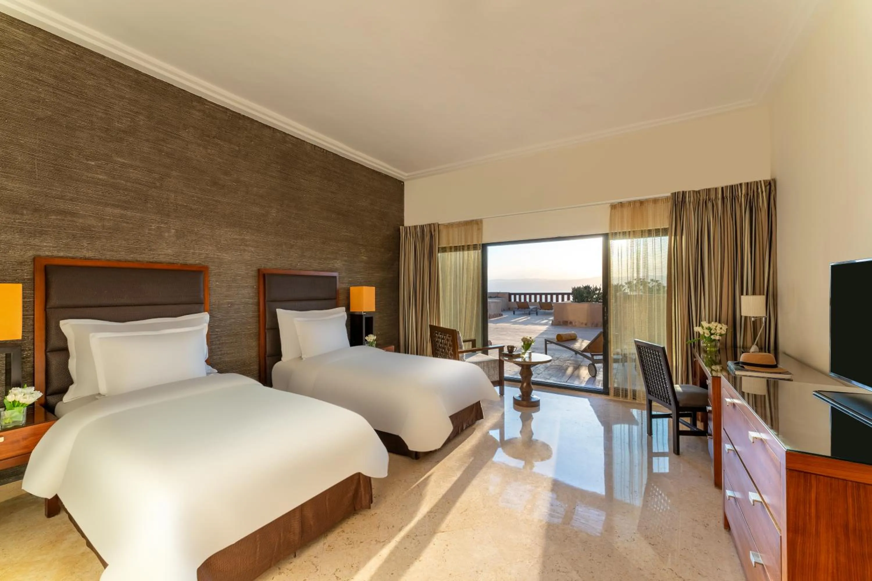 Balcony/Terrace, Bed in Mövenpick Resort & Spa Dead Sea