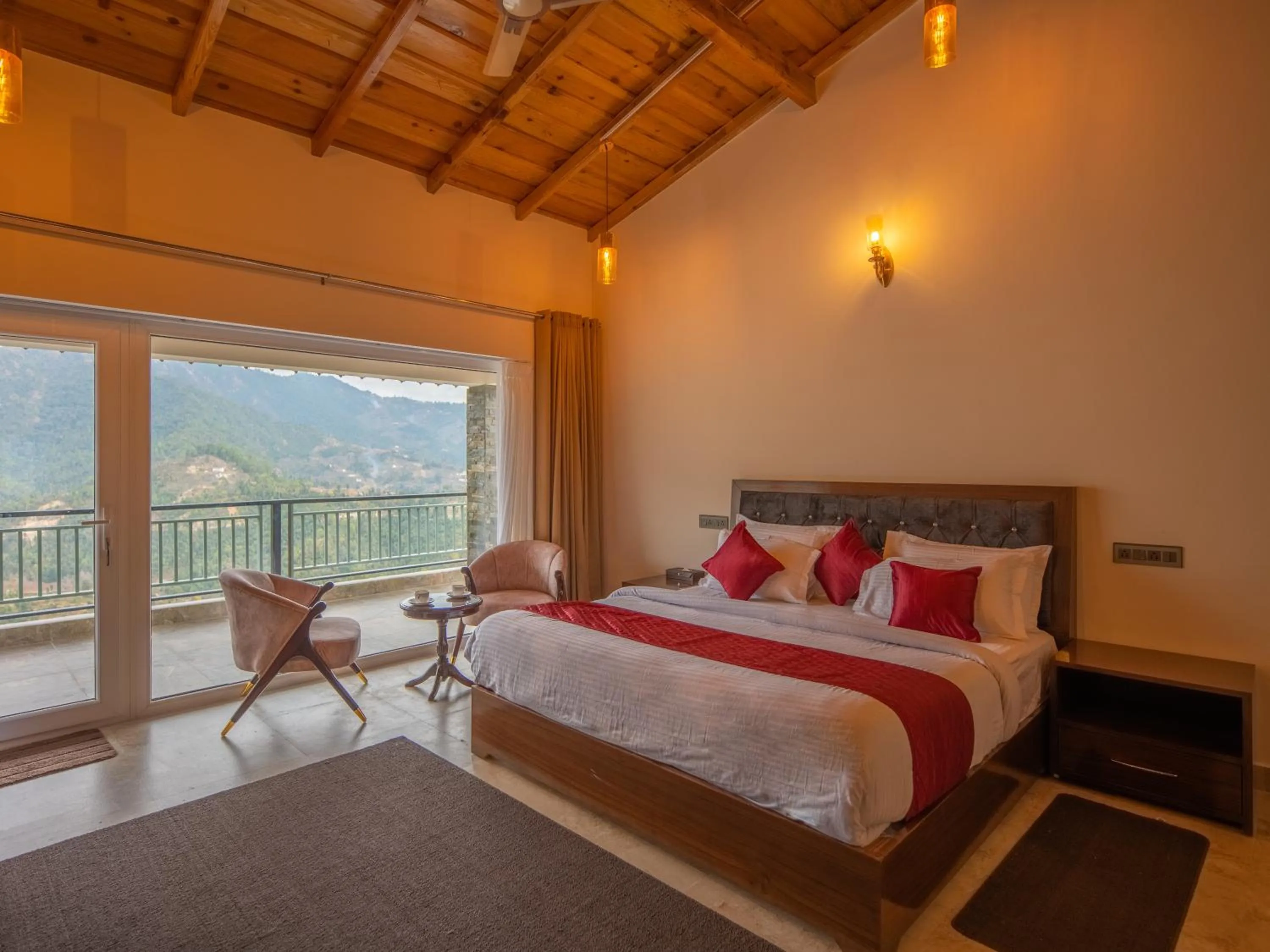 Photo of the whole room, Bed in Captains Paradise Luxury Resort at Mukteshwar Hill Station