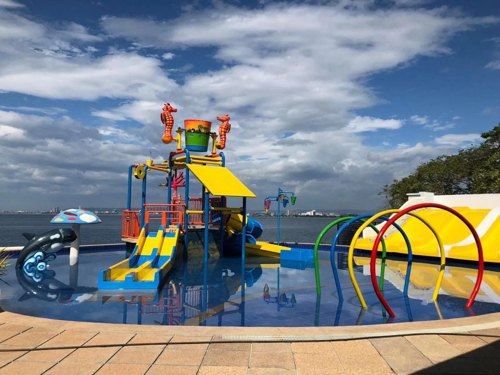 Aqua park in Crusoe Cabins Costa Azalea