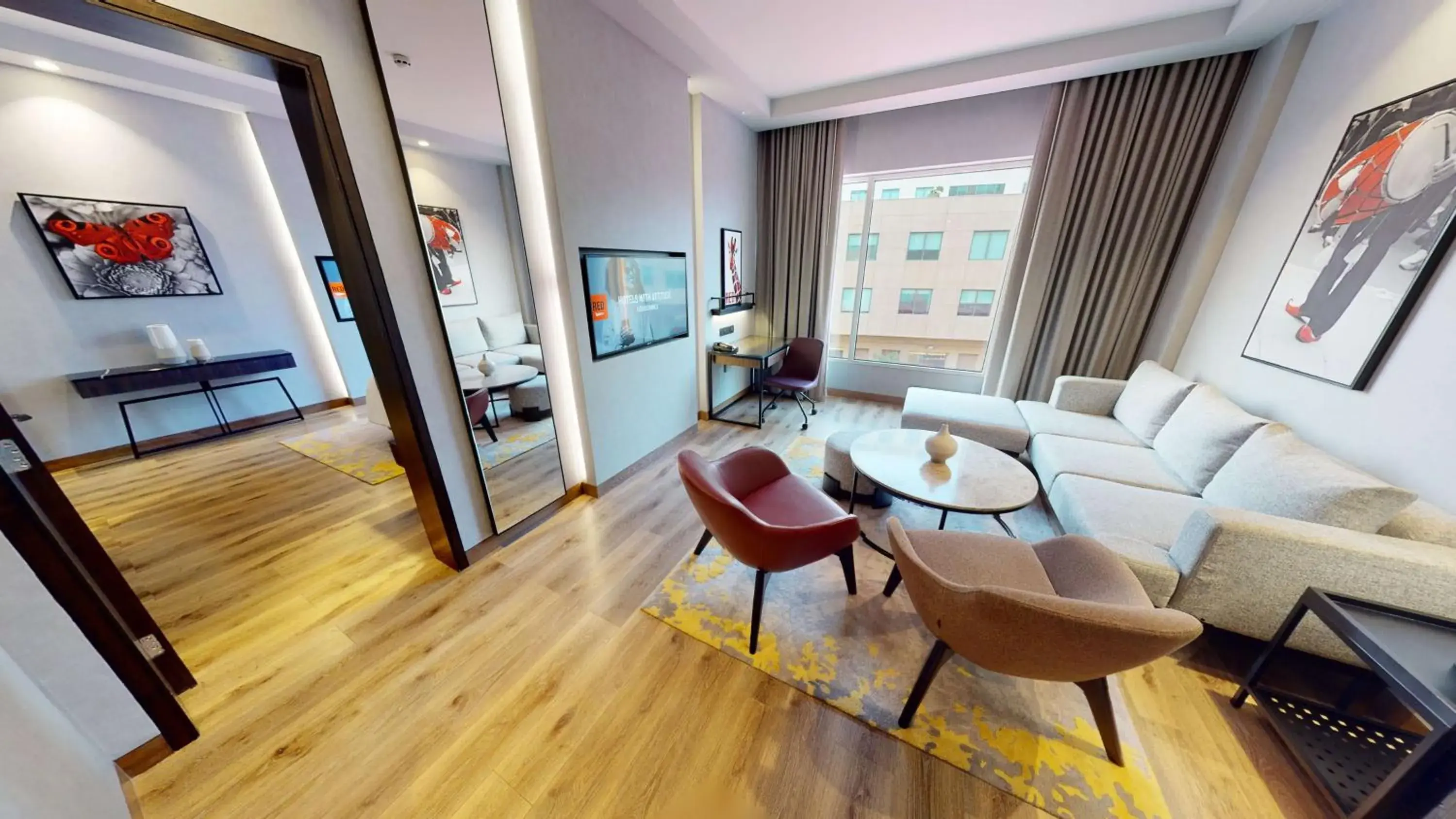 Executive Suite with King Bed and living room, Bath tub with Jacuzzi & Bottle of Wine, 15% discount on Food & Soft beverage and Laundry. in Radisson RED Chandigarh Mohali Executive Suite with King Bed and living room, Bath tub with Jacuzzi & Bottle of Wine, 15% discount on Food & Soft beverage and Laundry. in Radisson RED Chandigarh Mohali