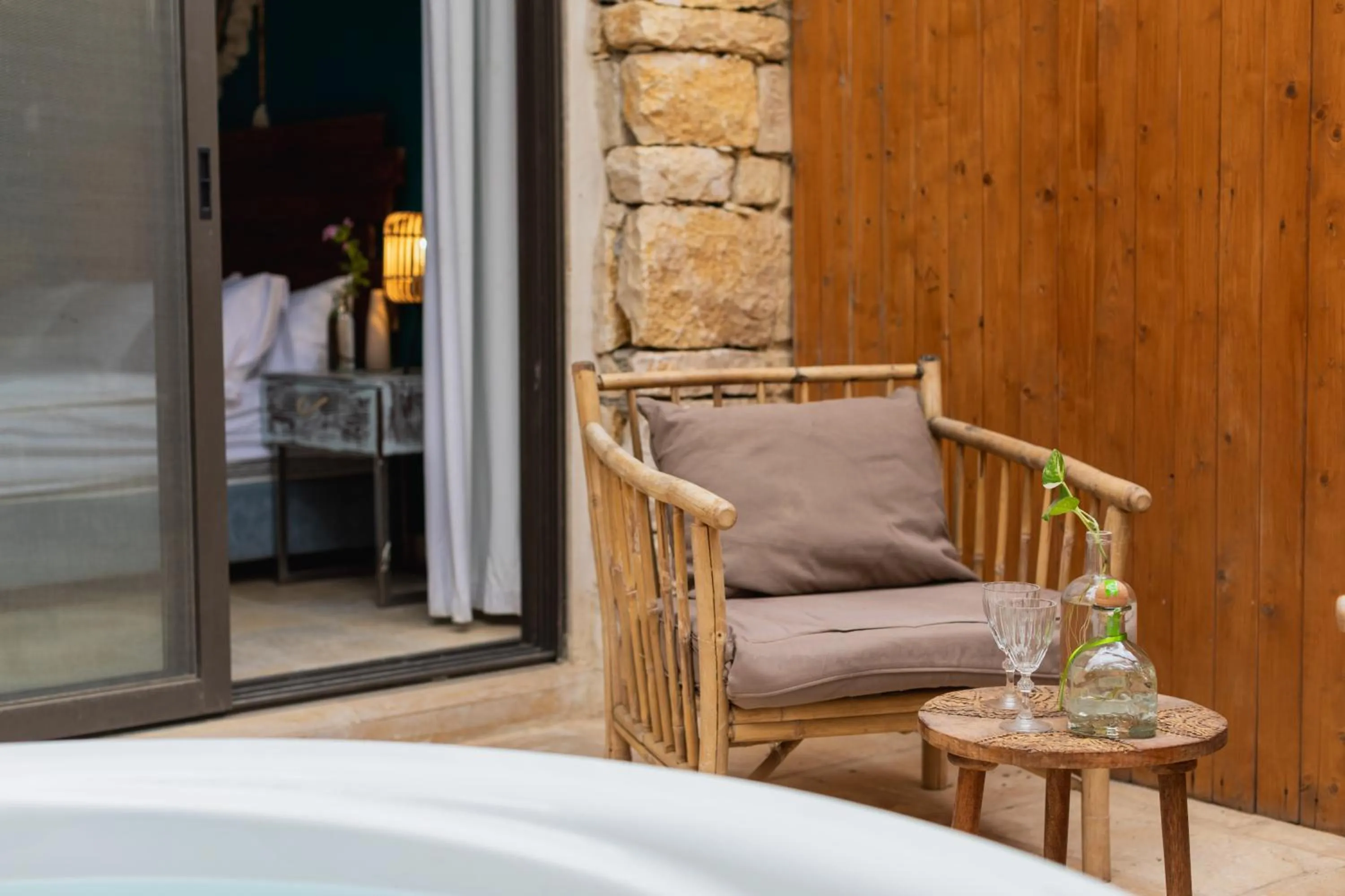 Seating area, Bed in Jacob Mitzpe Ramon