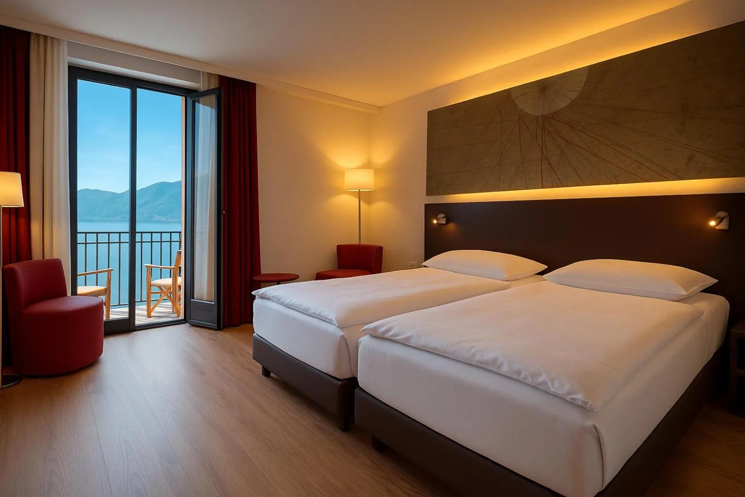 Bedroom, Bed in Hotel la Meridiana, Lake & SPA