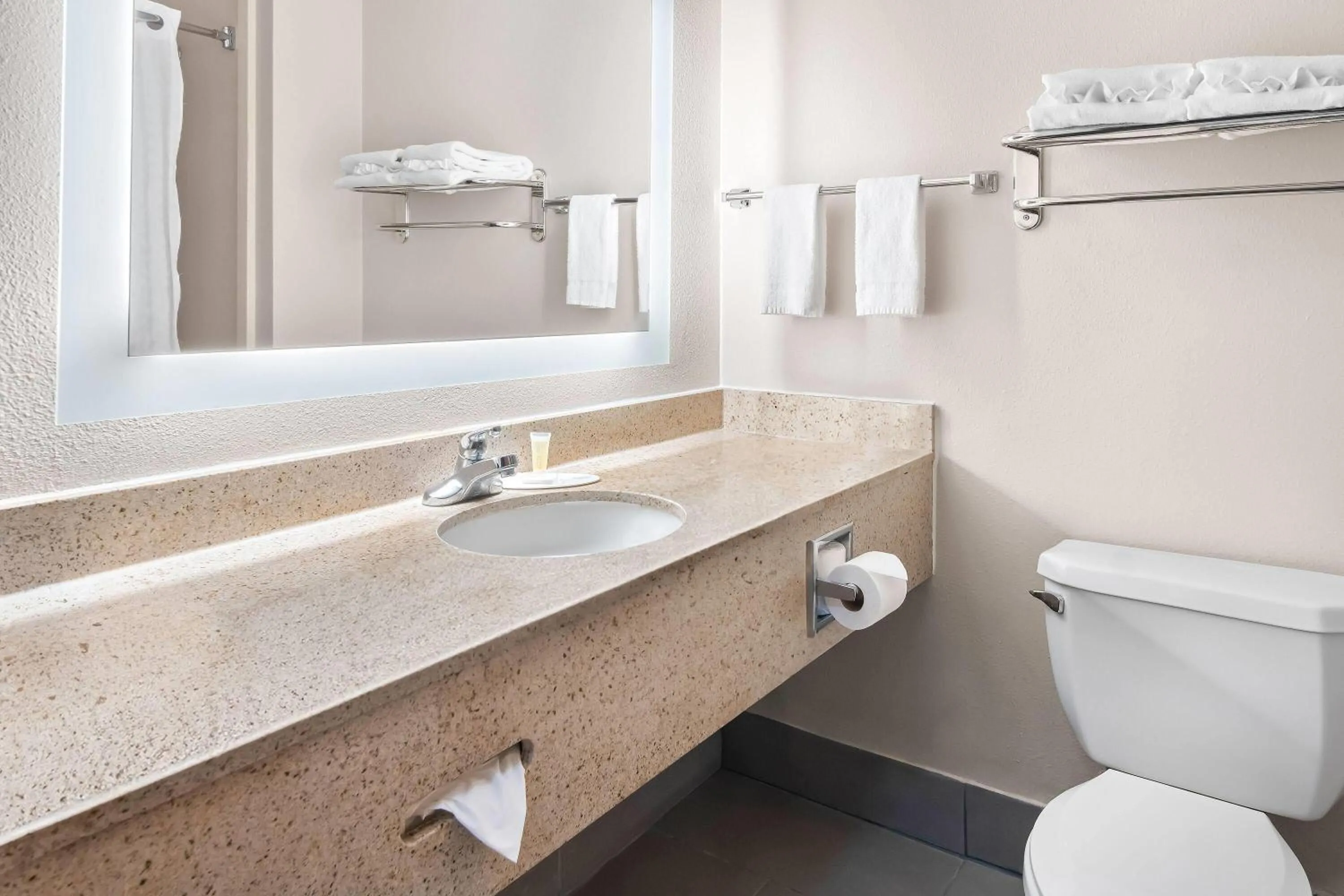 Bathroom in Super 8 by Wyndham Fort Worth Stockyards