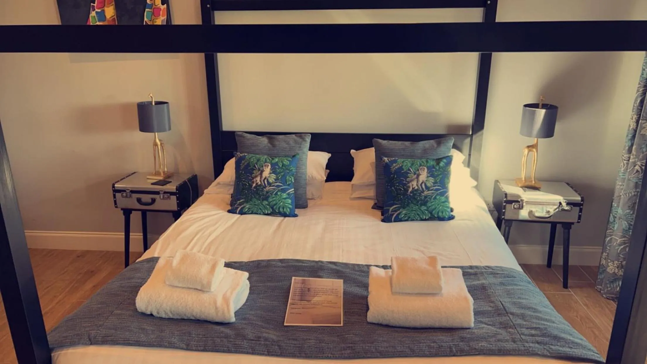 Bed in Kestrel Lodge 7 with Hot Tub